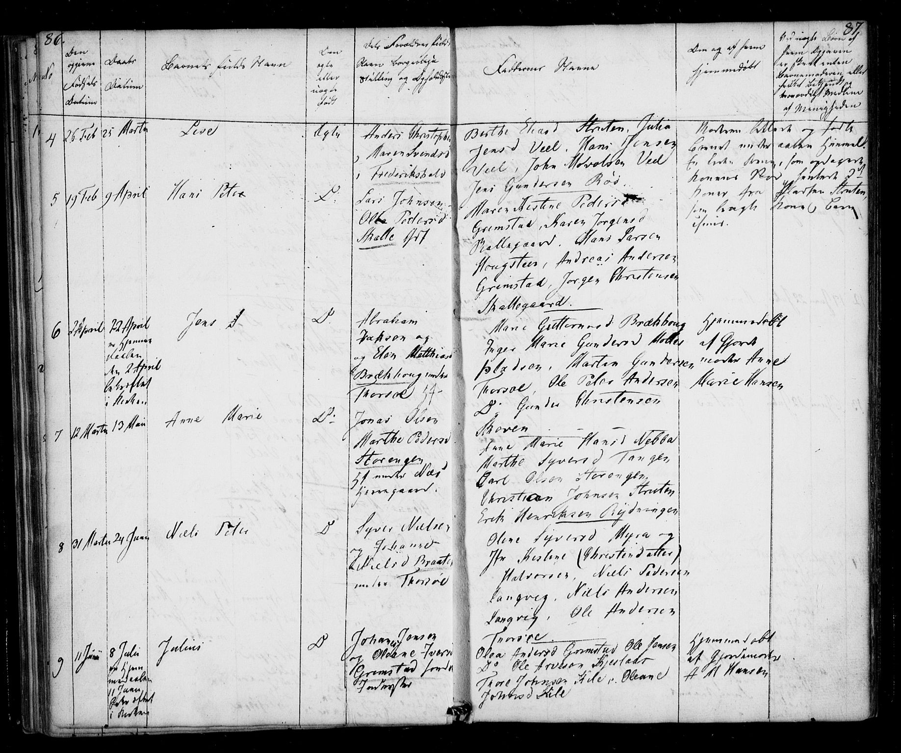 Borge prestekontor Kirkebøker, AV/SAO-A-10903/F/Fb/L0001: Parish register (official) no. II 1, 1836-1852, p. 86-87