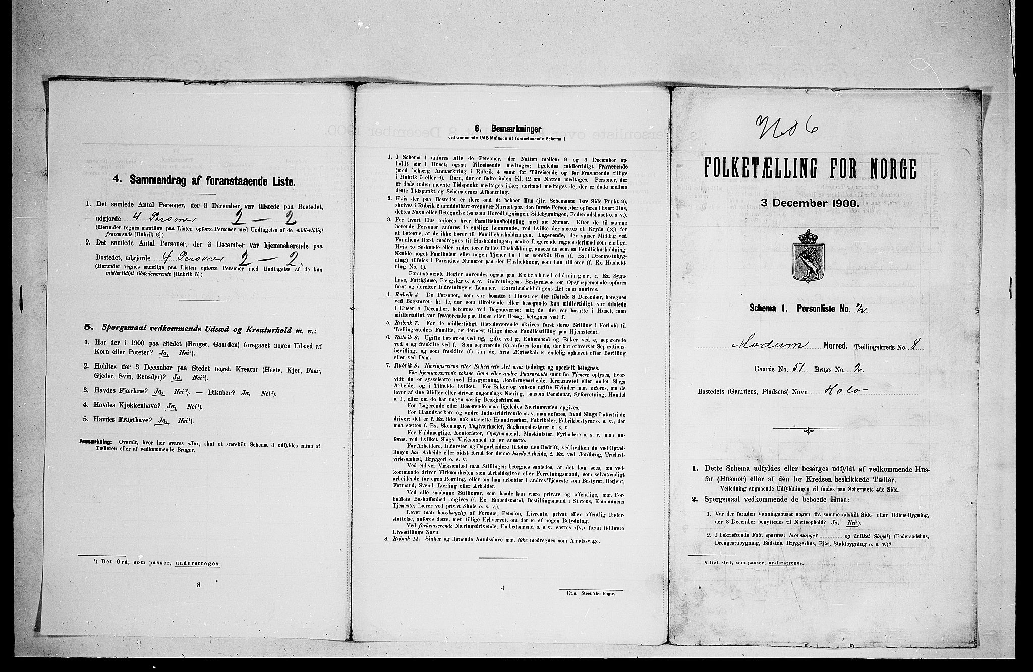 RA, 1900 census for Modum, 1900, p. 908