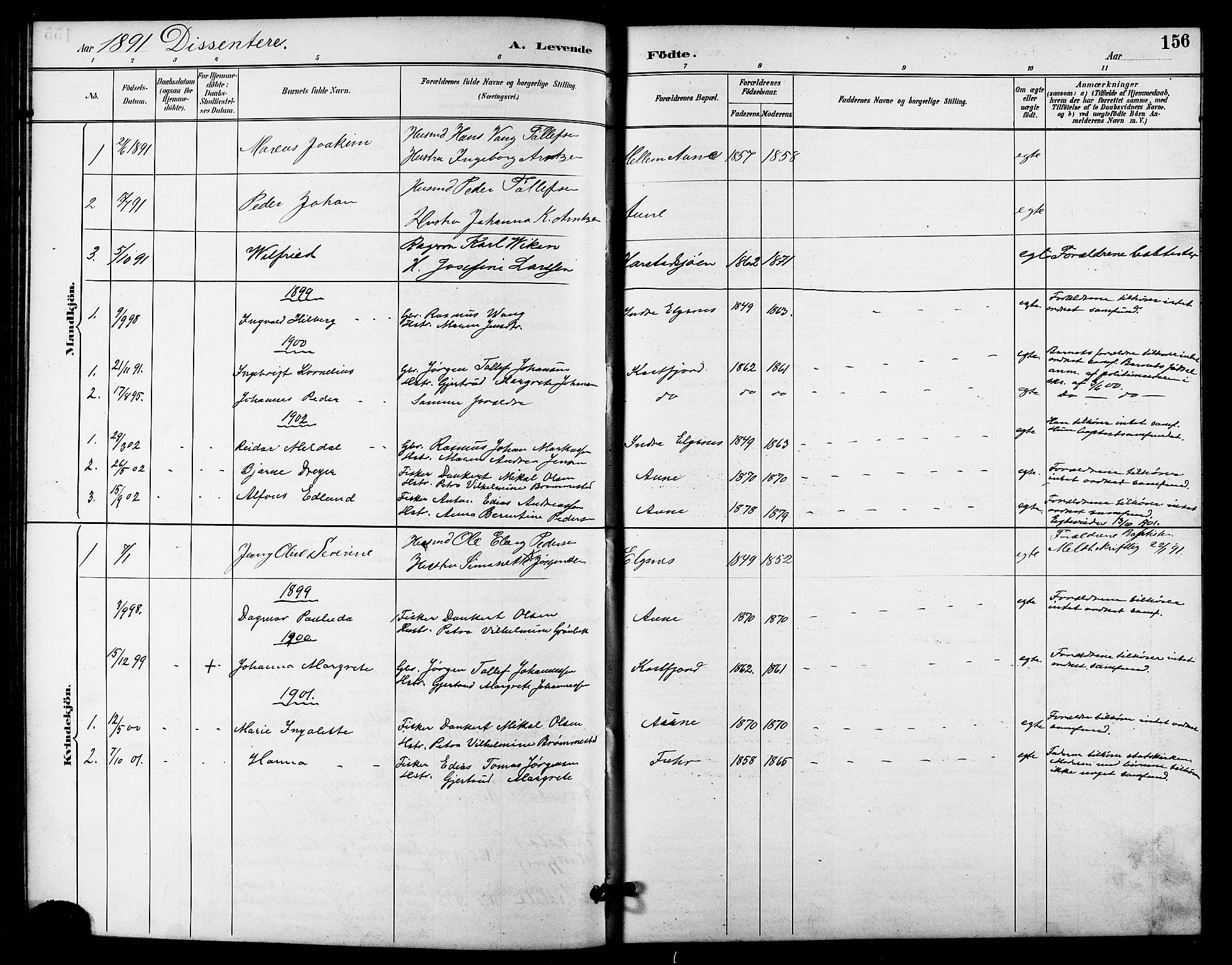 Trondenes sokneprestkontor, SATØ/S-1319/H/Hb/L0011klokker: Parish register (copy) no. 11, 1891-1906, p. 156