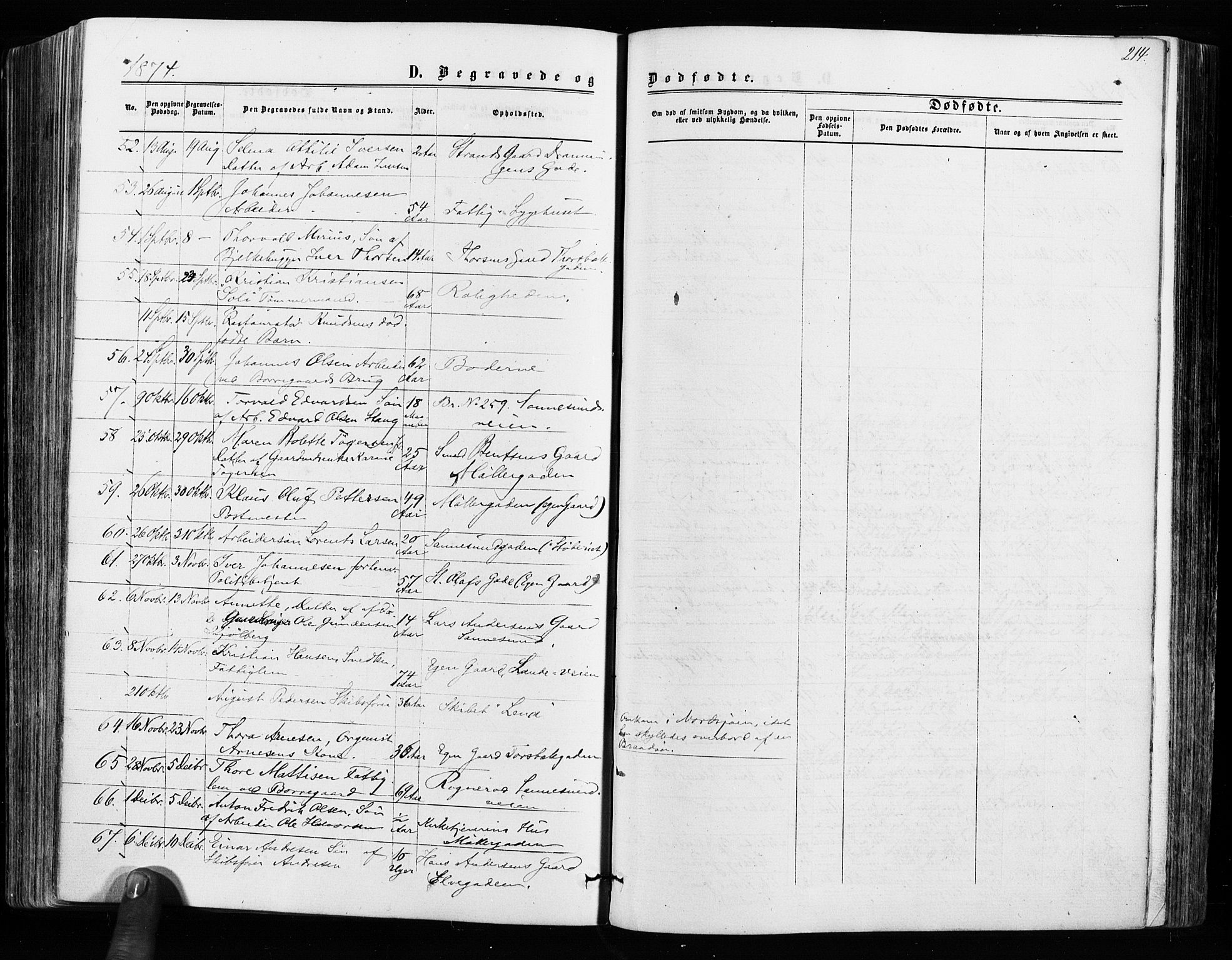 Sarpsborg prestekontor Kirkebøker, SAO/A-2006/F/Fa/L0002: Parish register (official) no. 2, 1869-1877, p. 214