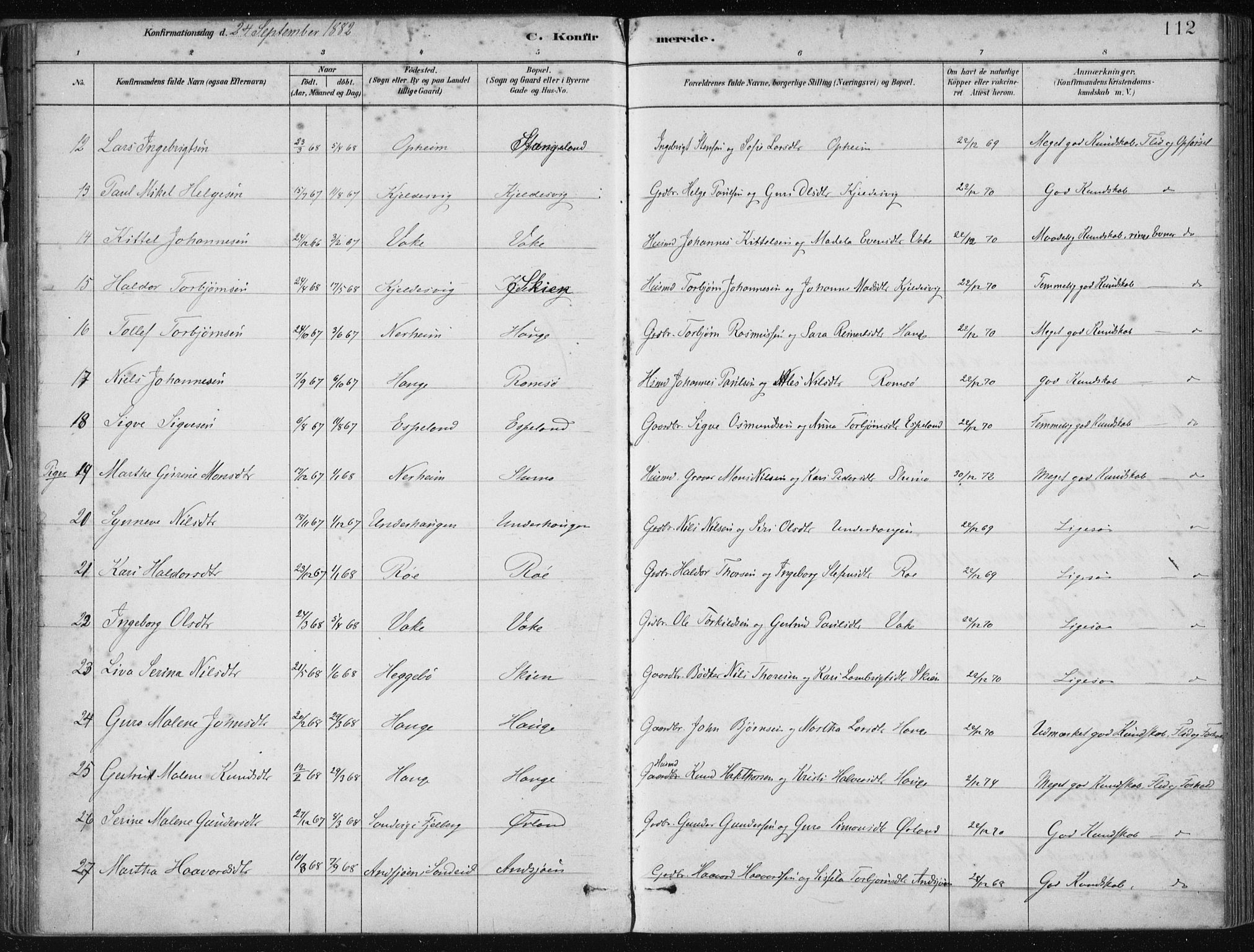 Fjelberg sokneprestembete, AV/SAB-A-75201/H/Haa: Parish register (official) no. D 1, 1879-1918, p. 112