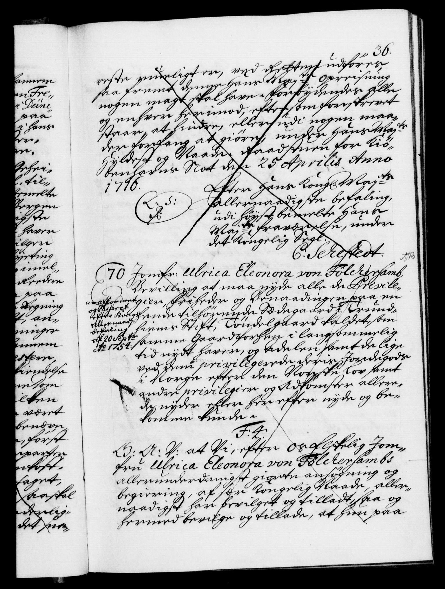 Danske Kanselli 1572-1799, AV/RA-EA-3023/F/Fc/Fca/Fcaa/L0022: Norske registre, 1716-1719, p. 36a