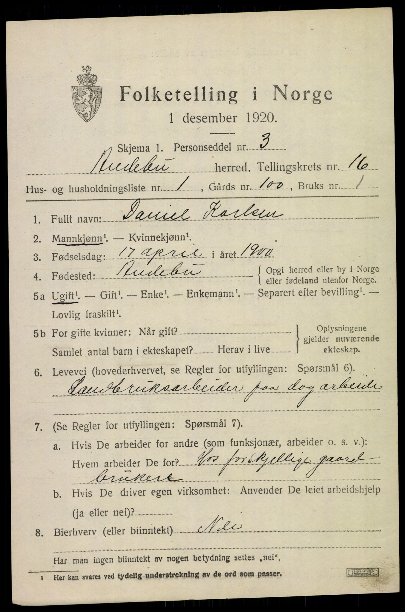 SAKO, 1920 census for Andebu, 1920, p. 5502