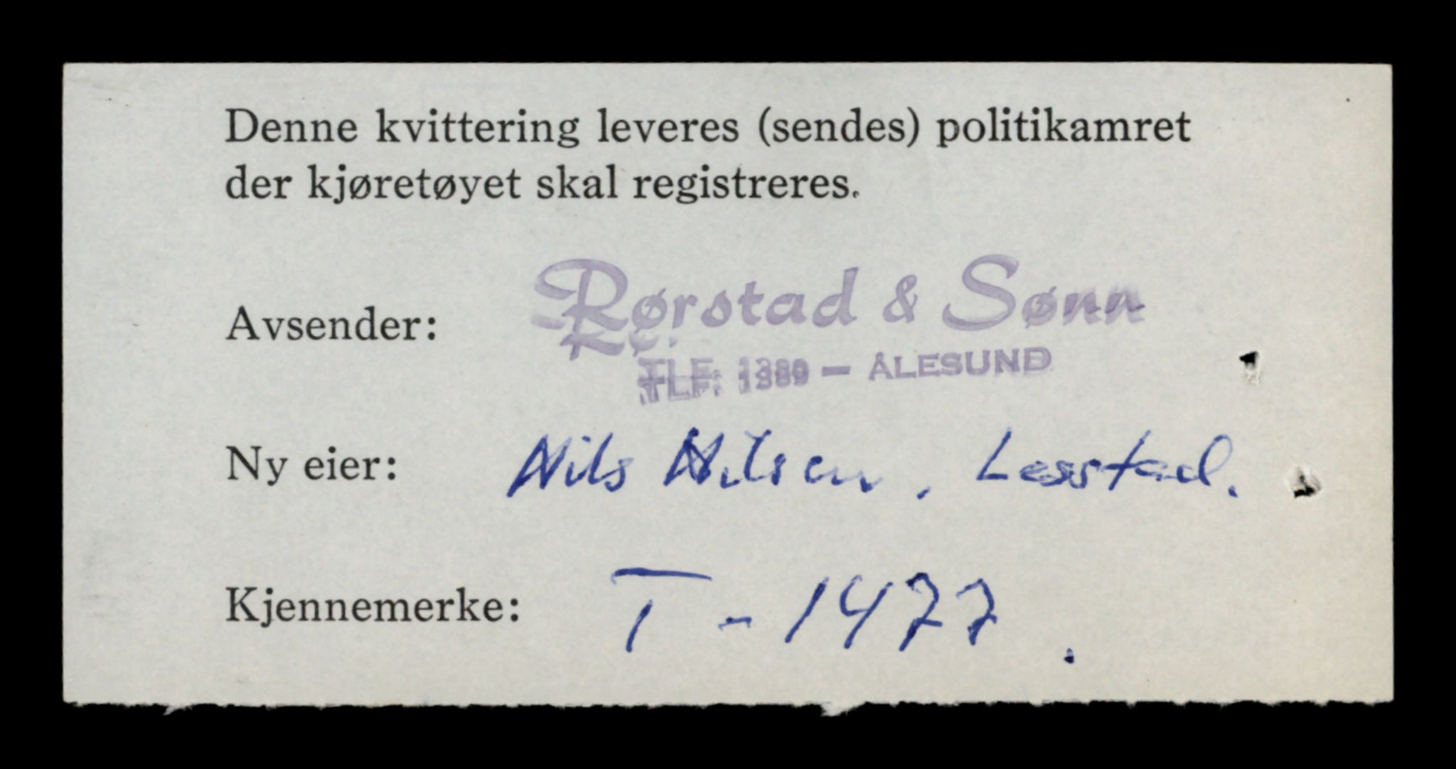 Møre og Romsdal vegkontor - Ålesund trafikkstasjon, SAT/A-4099/F/Fe/L0013: Registreringskort for kjøretøy T 1451 - T 1564, 1927-1998, p. 488