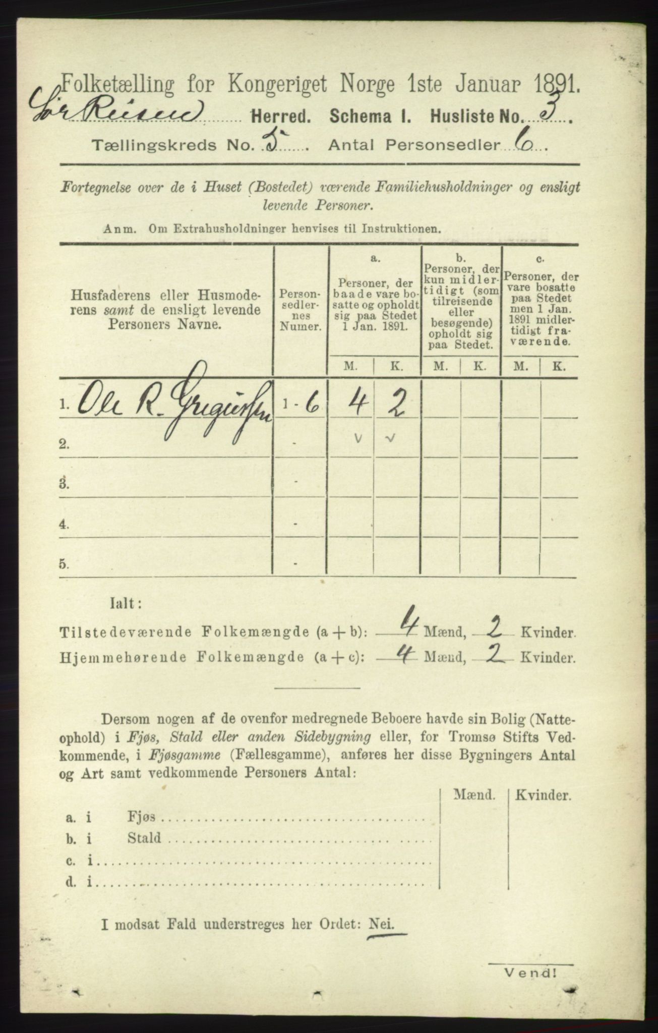 RA, 1891 census for 1925 Sørreisa, 1891, p. 1510