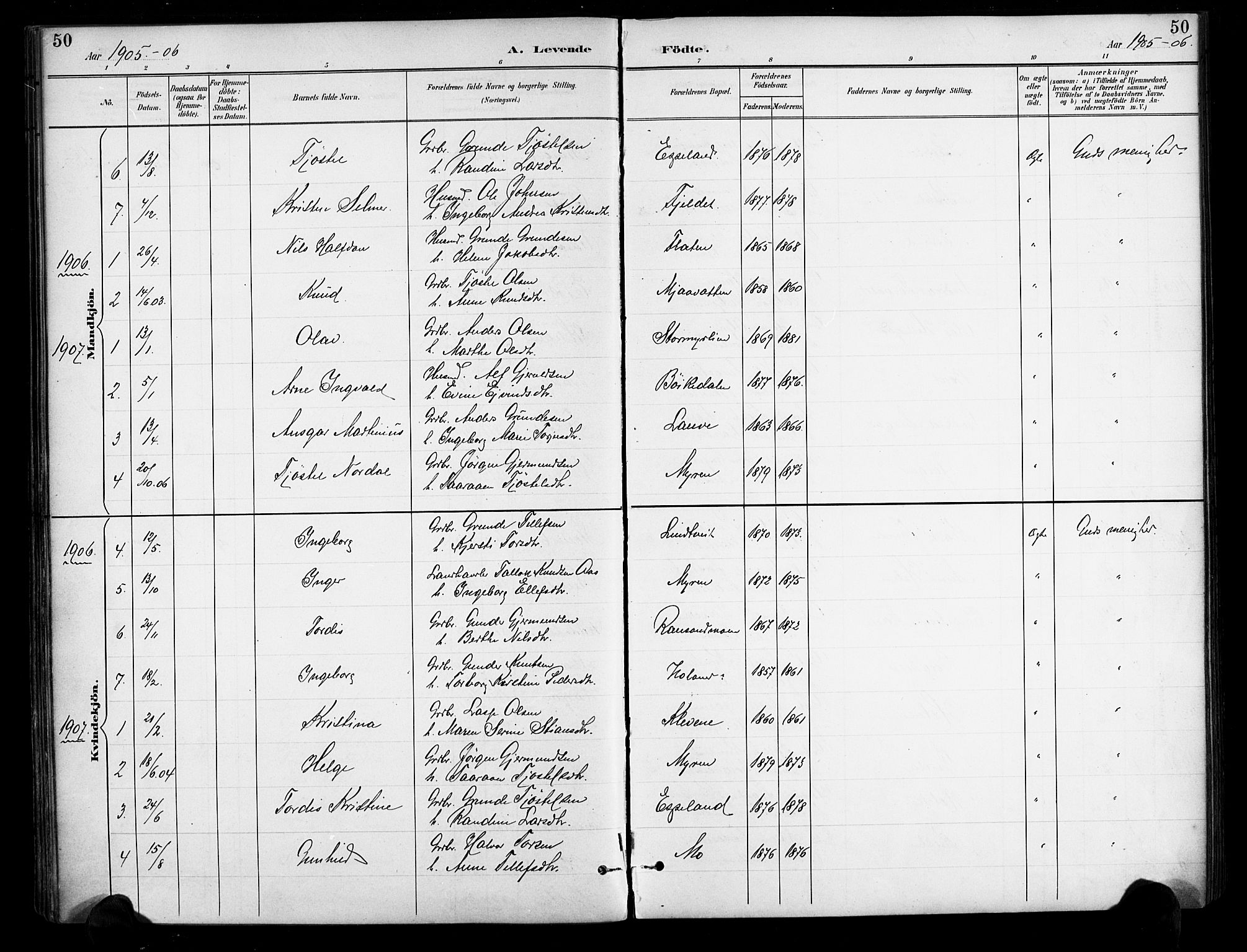 Gjerstad sokneprestkontor, AV/SAK-1111-0014/F/Fa/Fab/L0005: Parish register (official) no. A 5, 1891-1908, p. 50