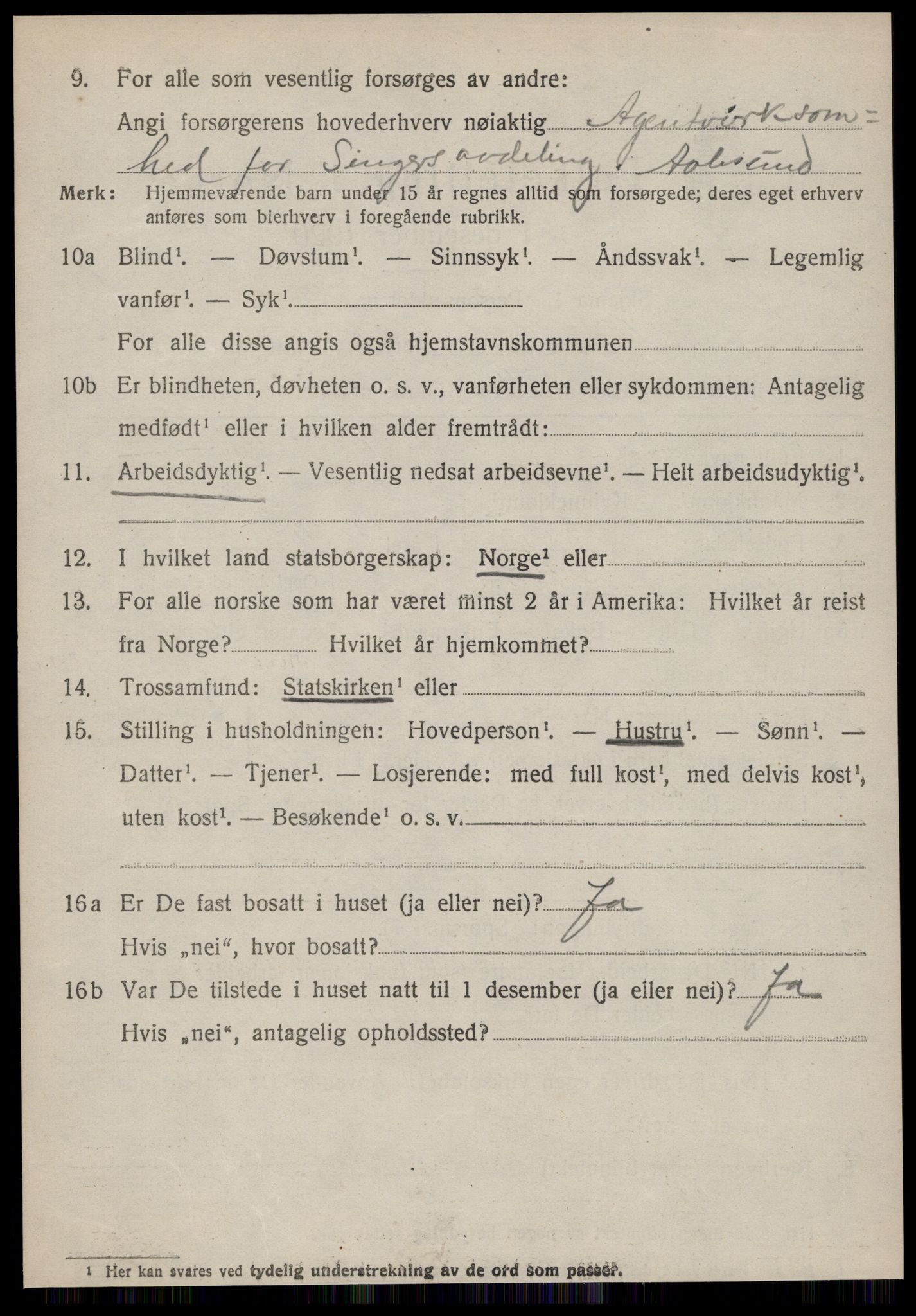 SAT, 1920 census for Vatne, 1920, p. 2707