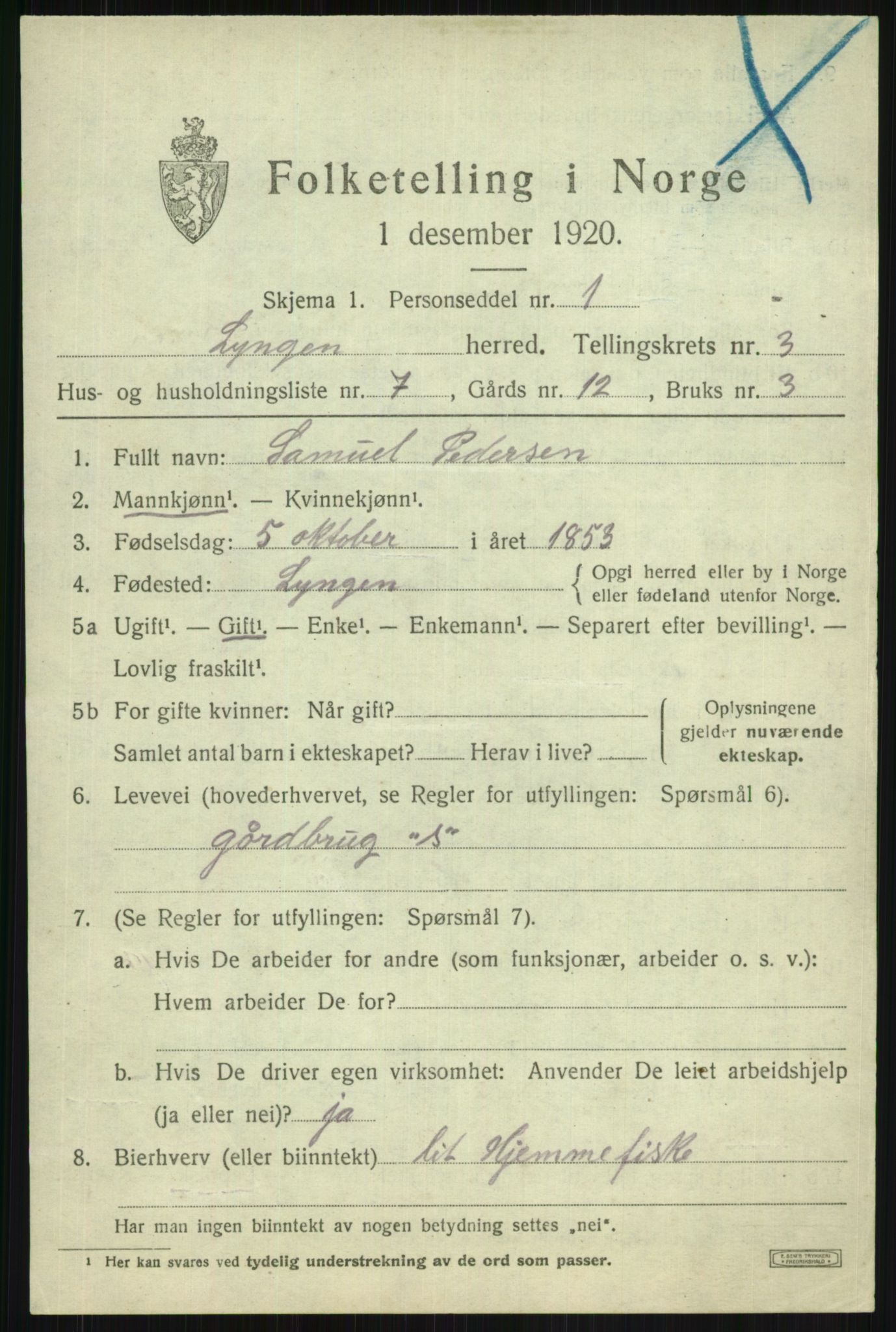 SATØ, 1920 census for Lyngen, 1920, p. 3547