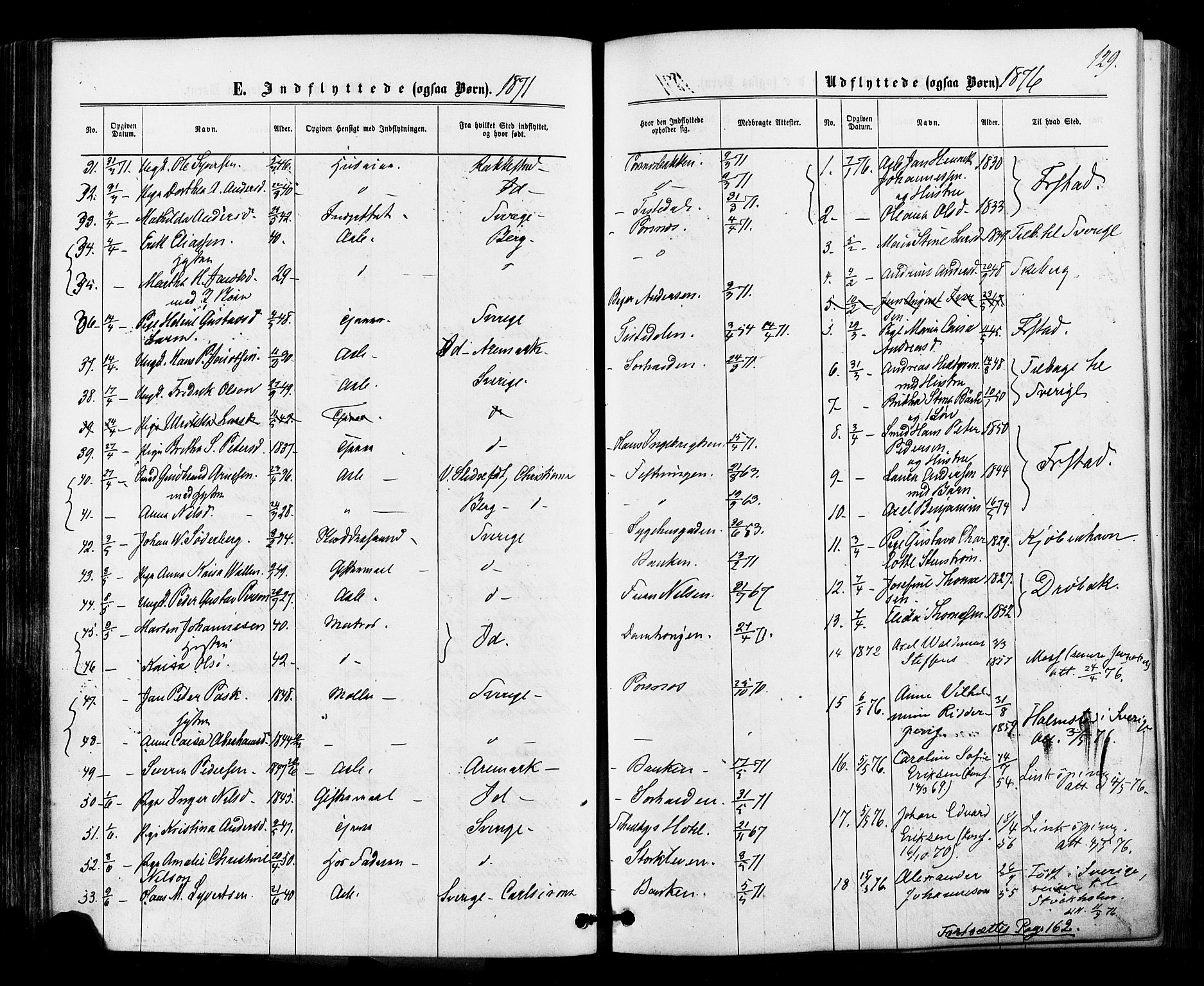 Halden prestekontor Kirkebøker, AV/SAO-A-10909/F/Fa/L0010: Parish register (official) no. I 10, 1866-1877, p. 129