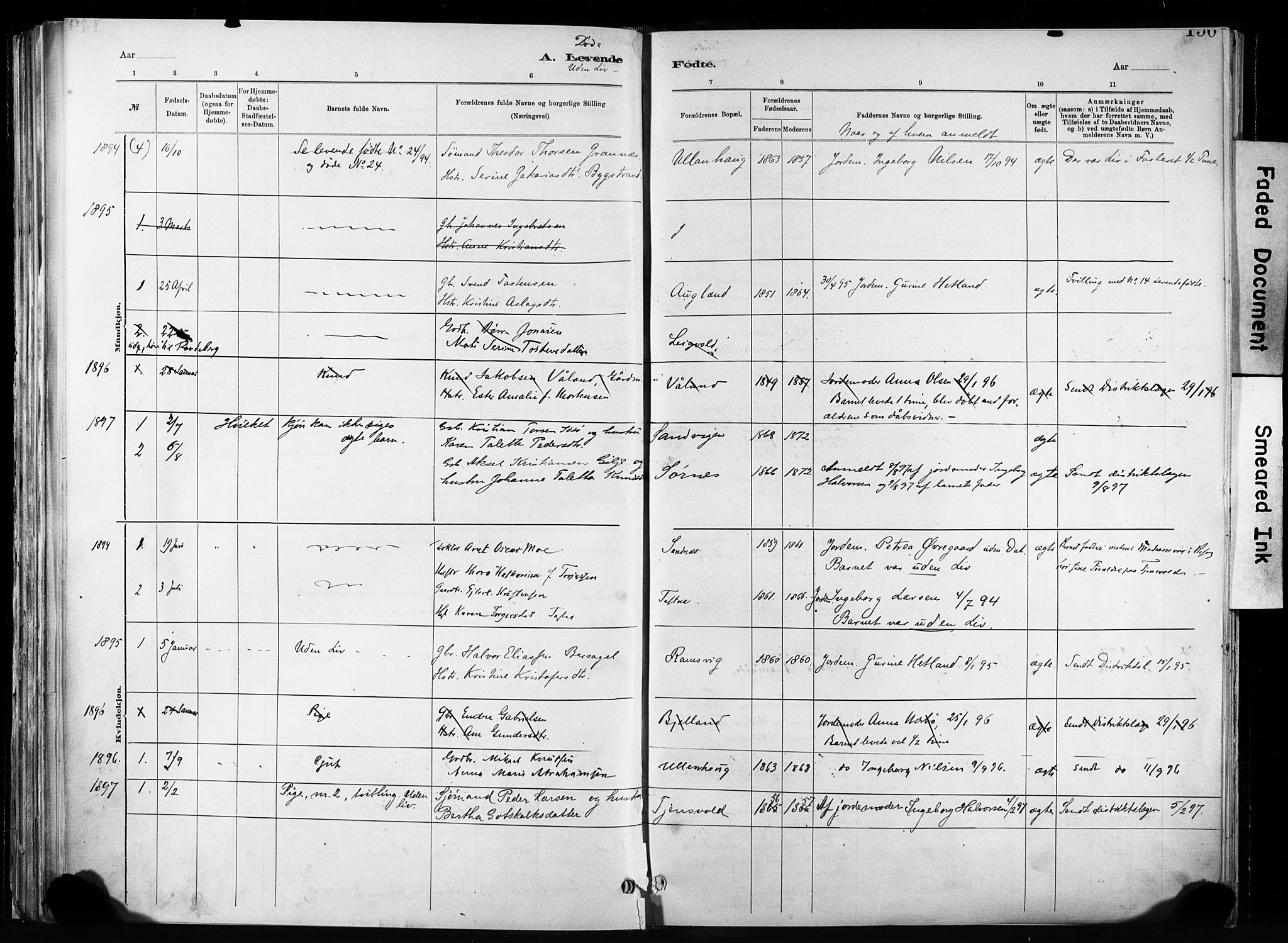 Hetland sokneprestkontor, SAST/A-101826/30/30BA/L0011: Parish register (official) no. A 11, 1884-1911, p. 150