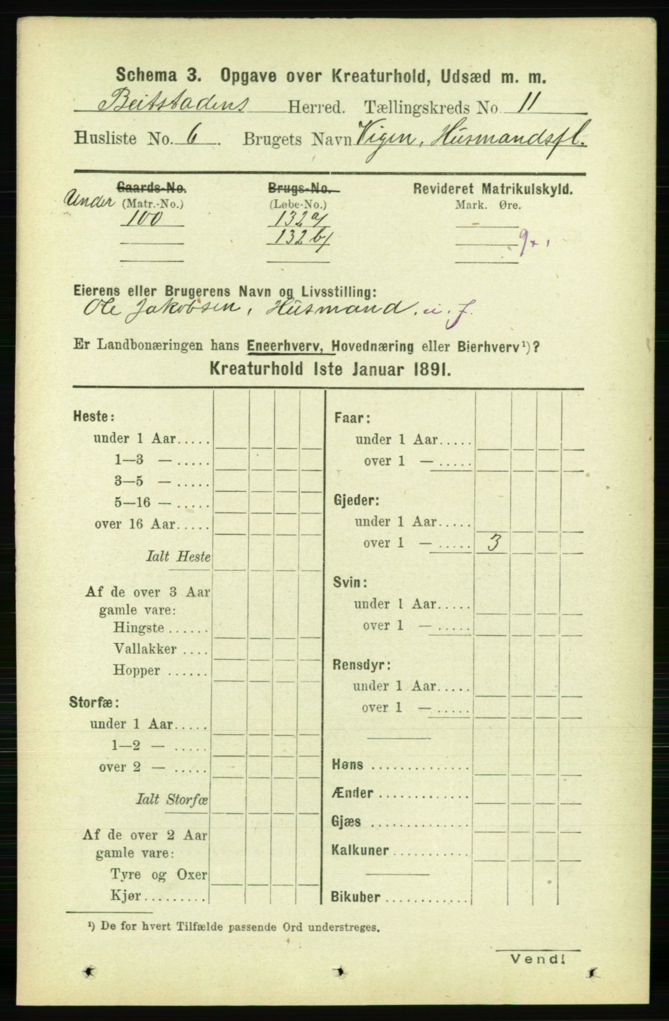 RA, 1891 census for 1727 Beitstad, 1891, p. 6285