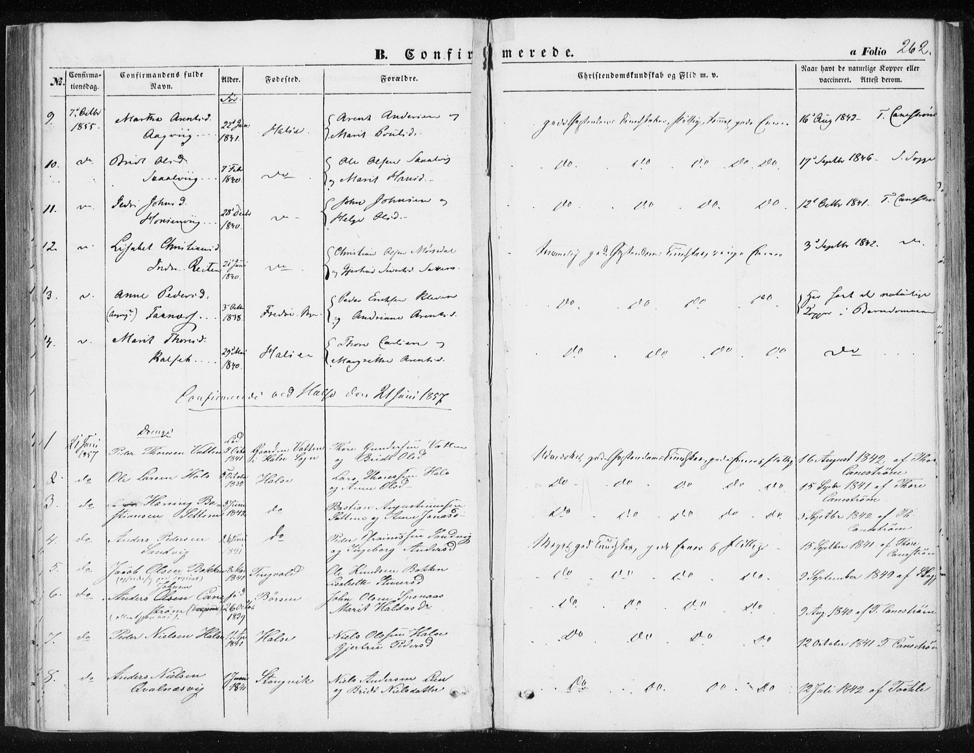 Ministerialprotokoller, klokkerbøker og fødselsregistre - Møre og Romsdal, SAT/A-1454/576/L0883: Parish register (official) no. 576A01, 1849-1865, p. 262