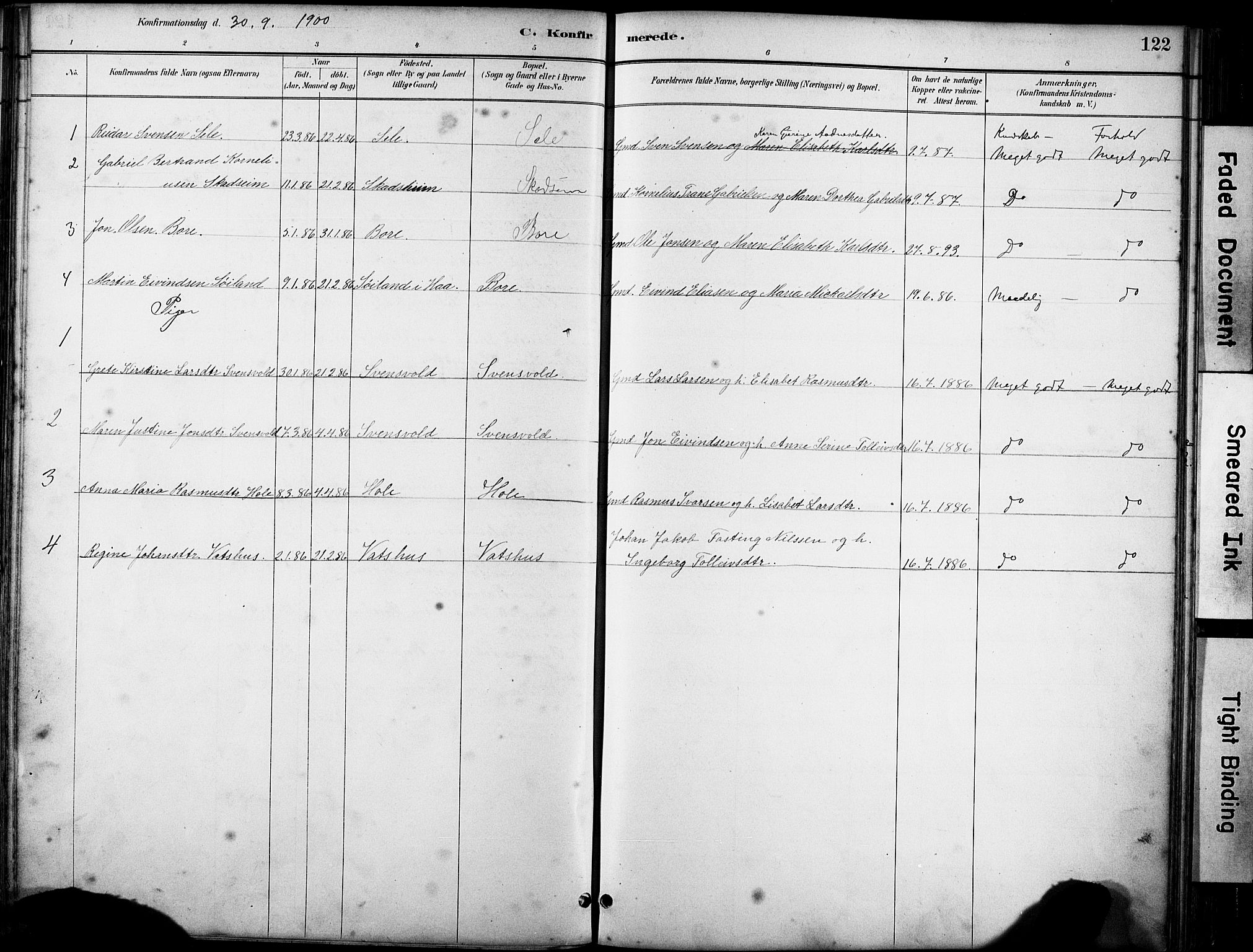 Klepp sokneprestkontor, AV/SAST-A-101803/001/3/30BA/L0008: Parish register (official) no. A 9, 1886-1919, p. 122