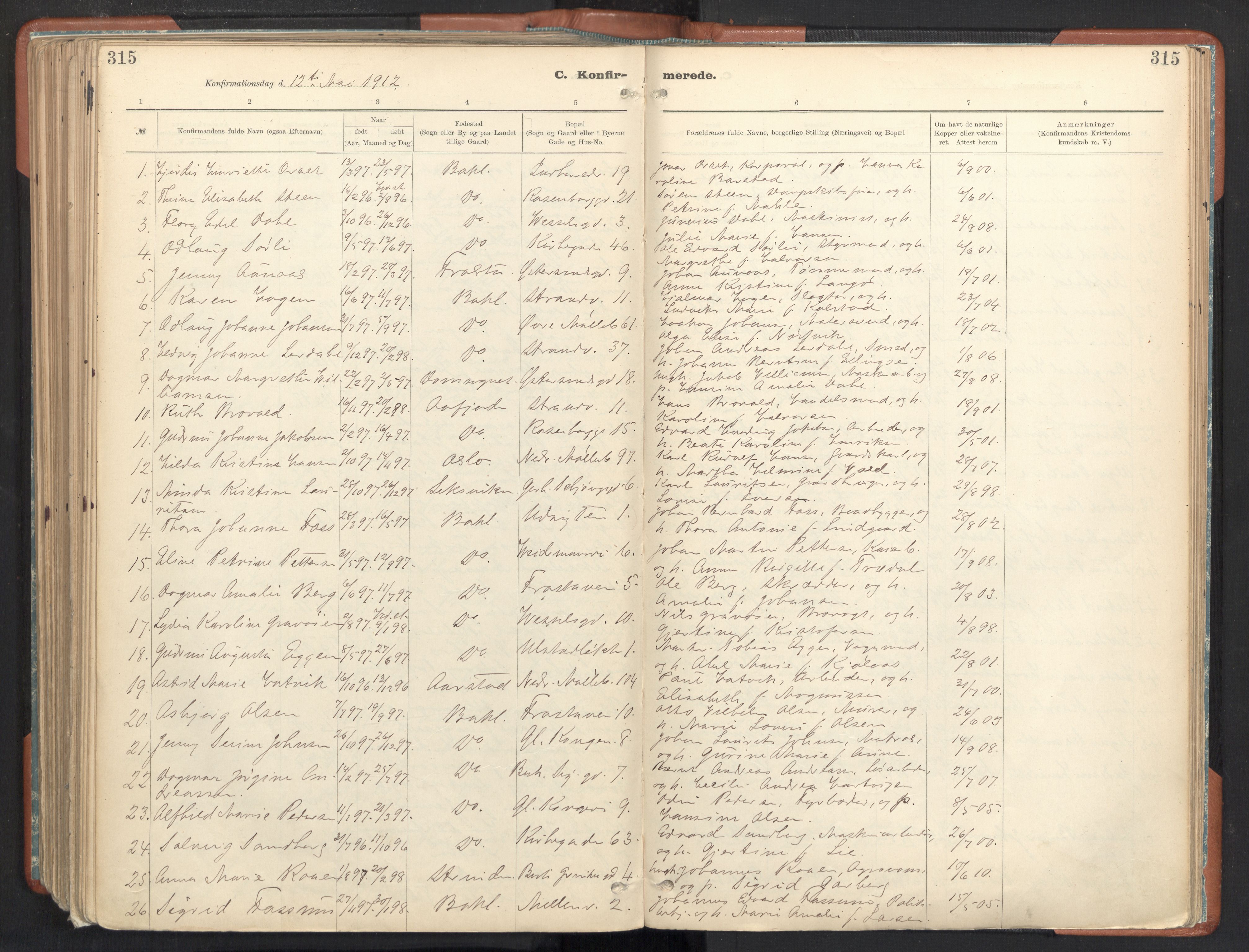 Ministerialprotokoller, klokkerbøker og fødselsregistre - Sør-Trøndelag, AV/SAT-A-1456/605/L0243: Parish register (official) no. 605A05, 1908-1923, p. 315