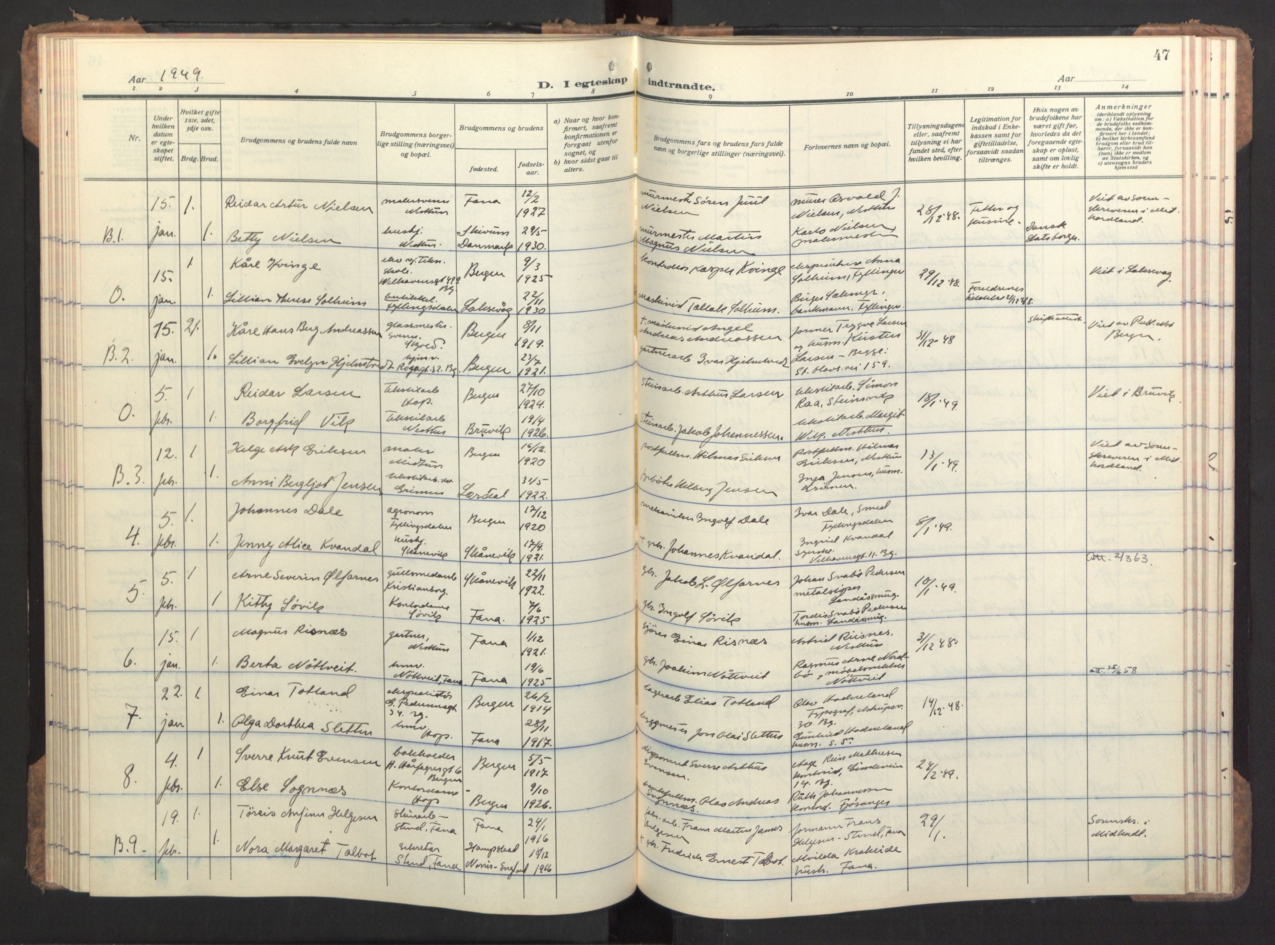 Birkeland Sokneprestembete, SAB/A-74601/H/Haa/Haac/L0001: Parish register (official) no. C 1, 1944-1954, p. 47