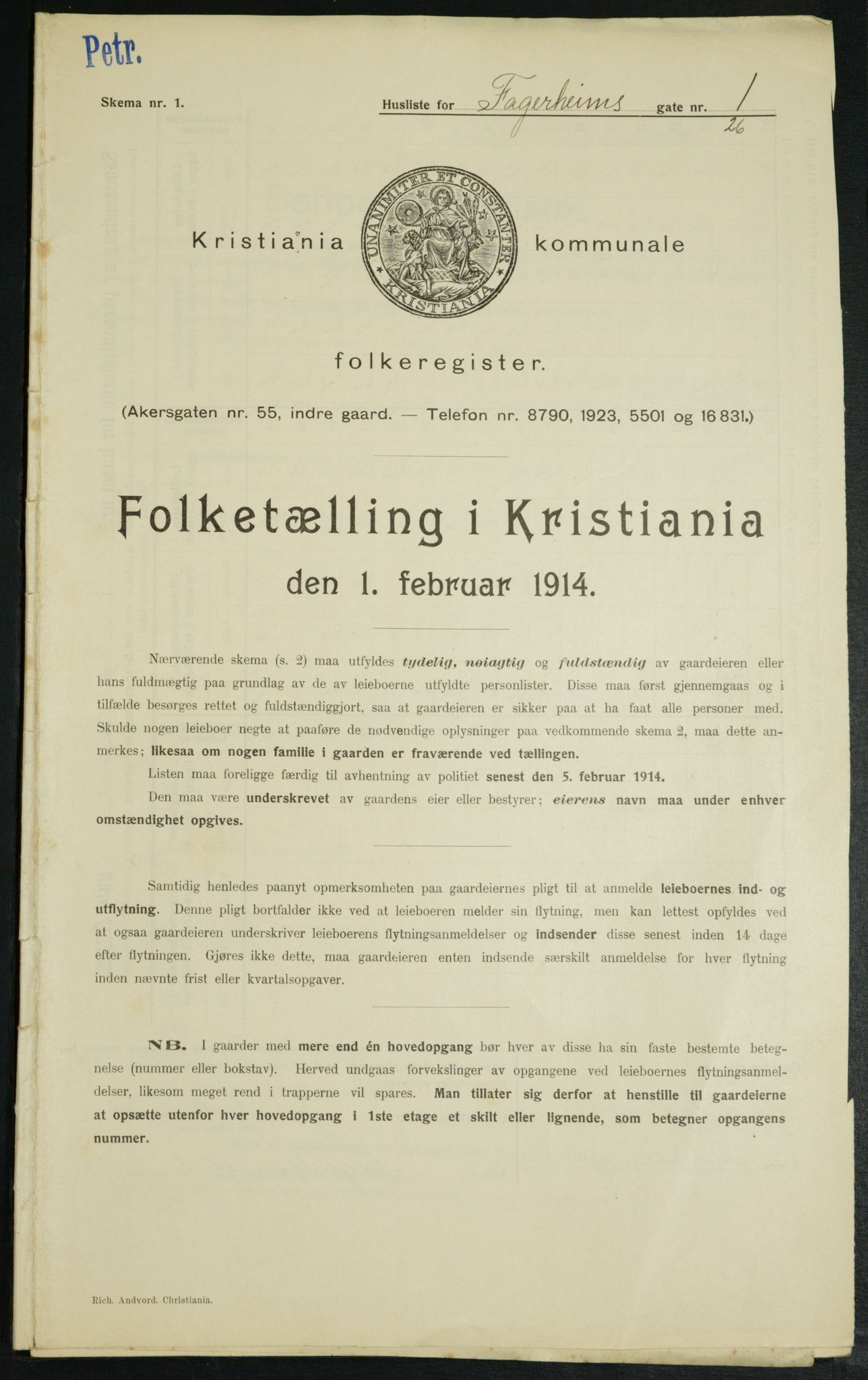 OBA, Municipal Census 1914 for Kristiania, 1914, p. 23225