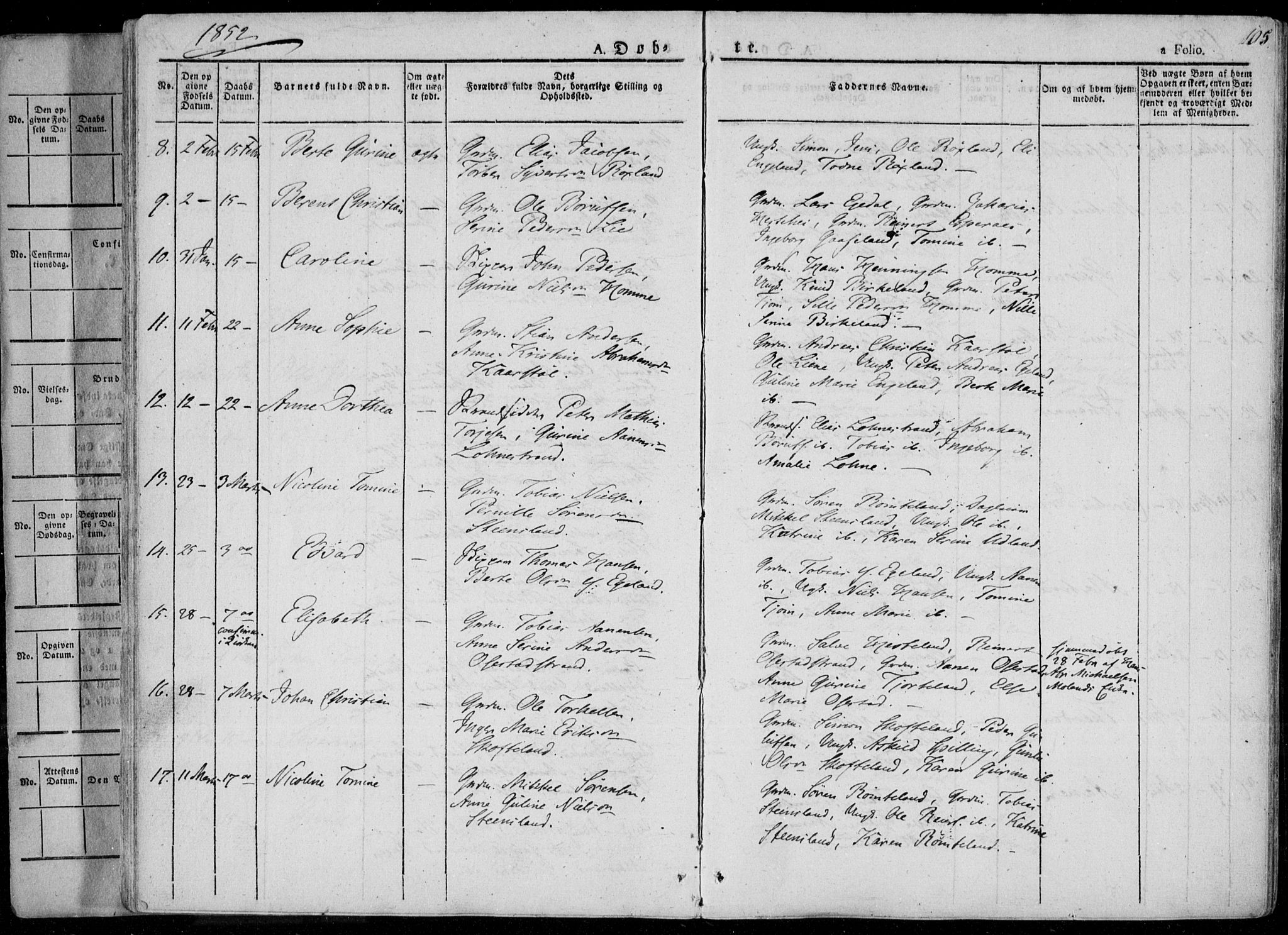 Sør-Audnedal sokneprestkontor, SAK/1111-0039/F/Fa/Fab/L0006: Parish register (official) no. A 6, 1829-1855, p. 105