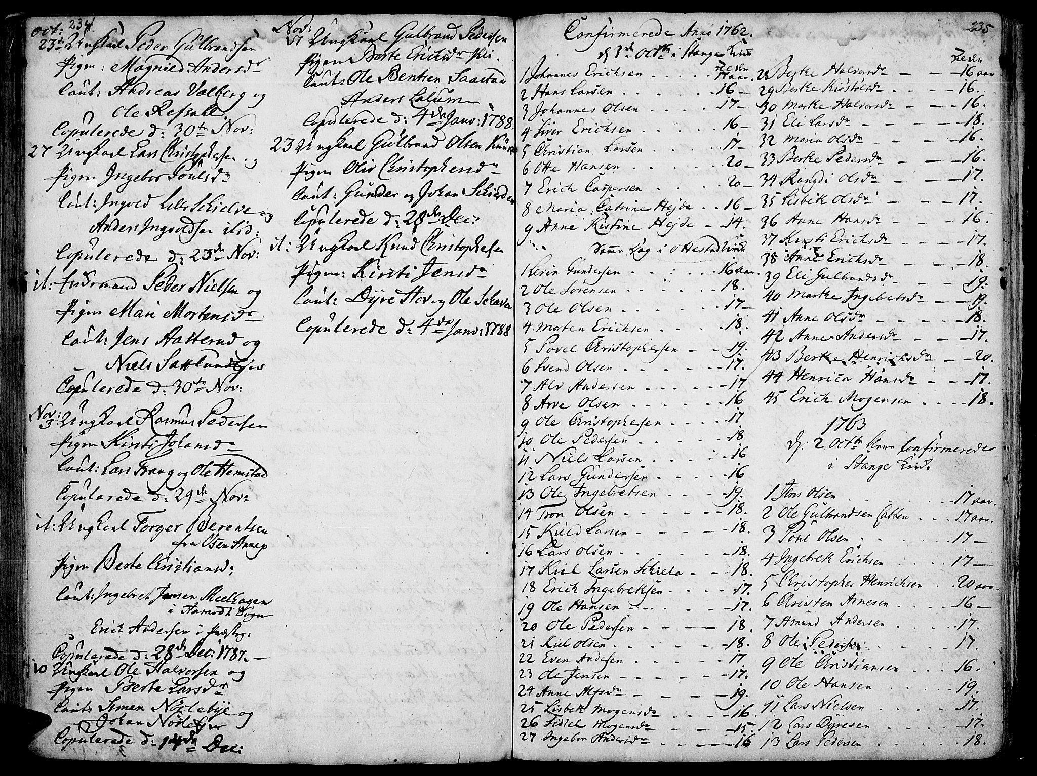 Stange prestekontor, SAH/PREST-002/K/L0006: Parish register (official) no. 6, 1762-1787, p. 234-235