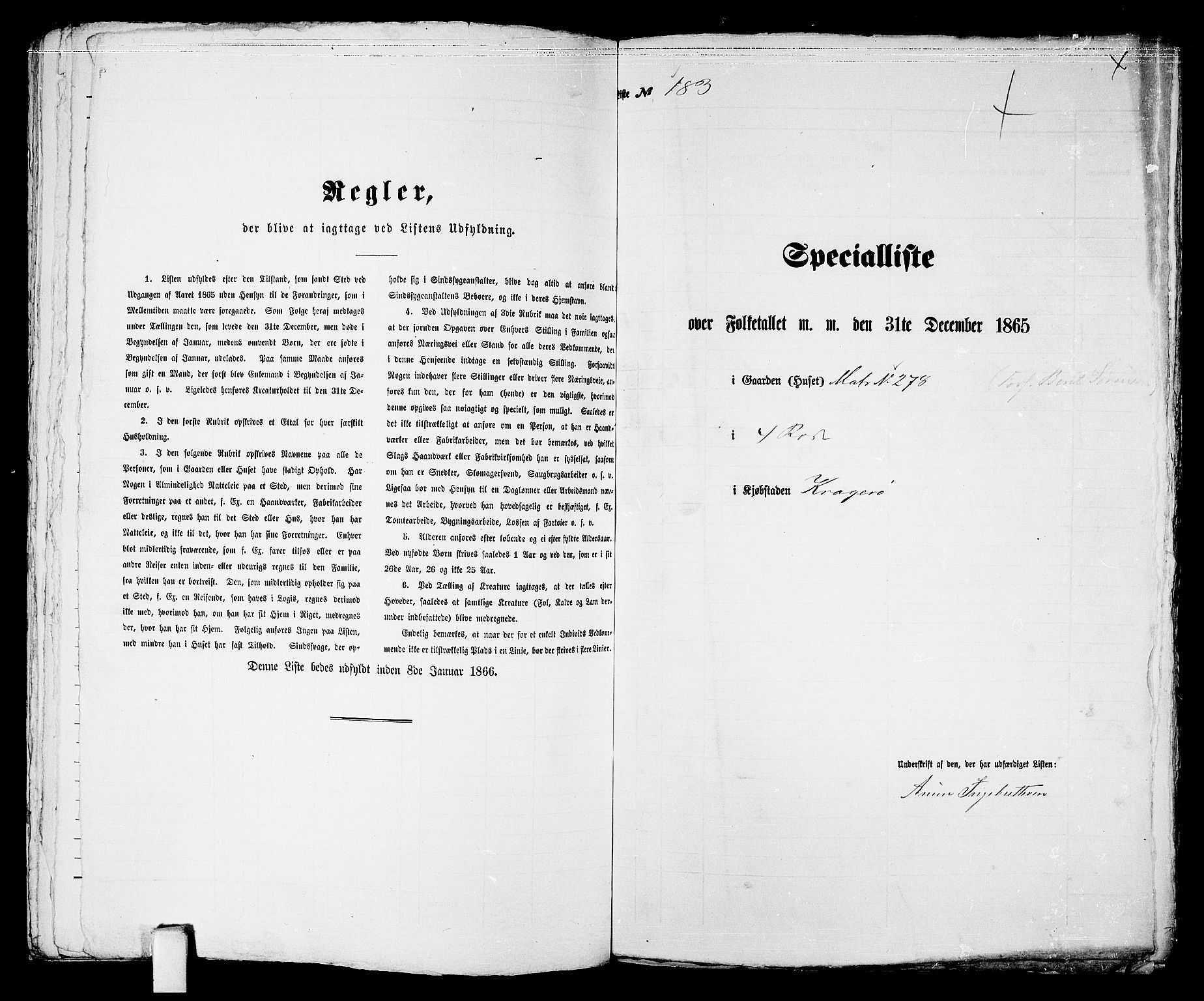 RA, 1865 census for Kragerø/Kragerø, 1865, p. 376