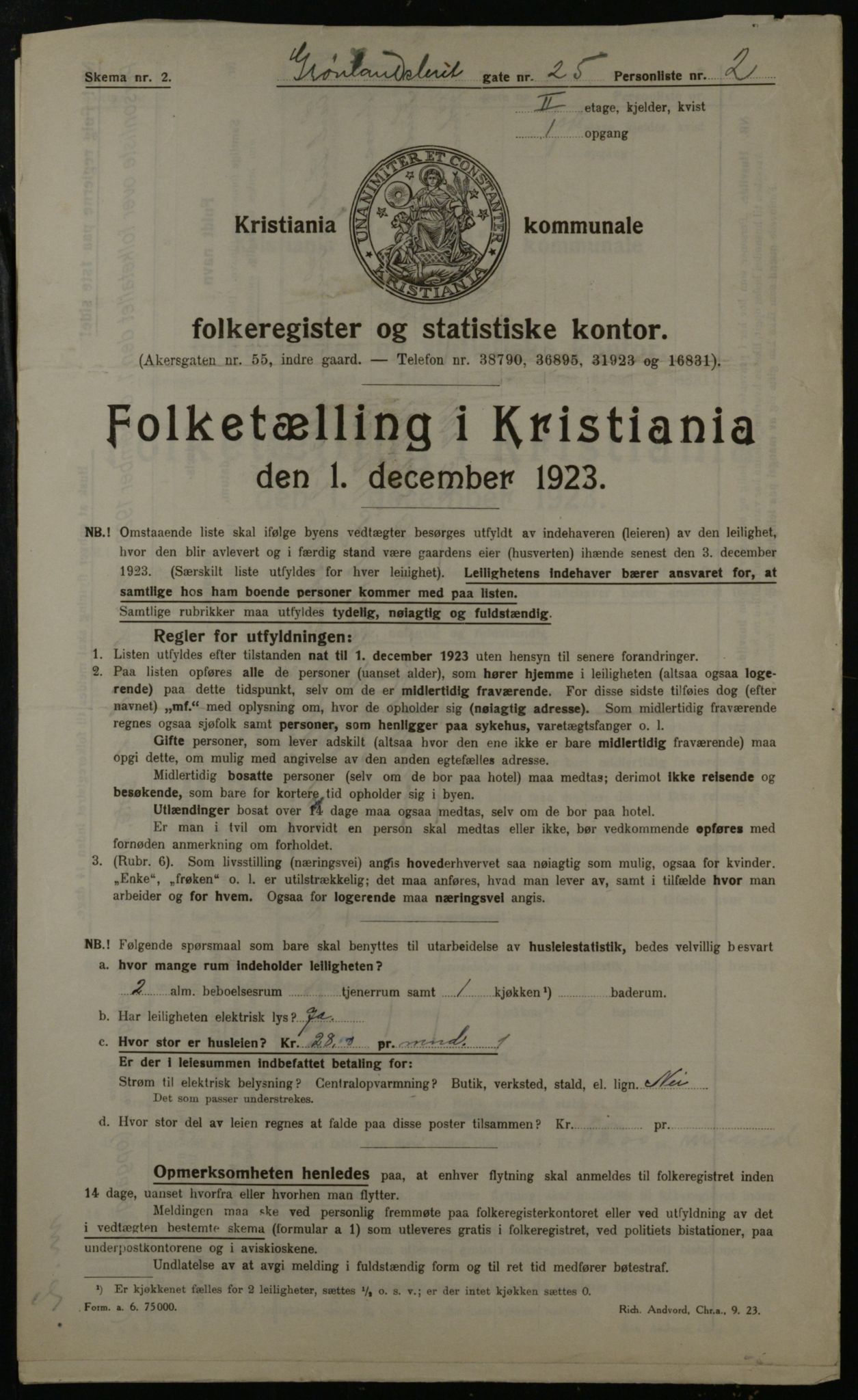 OBA, Municipal Census 1923 for Kristiania, 1923, p. 35698