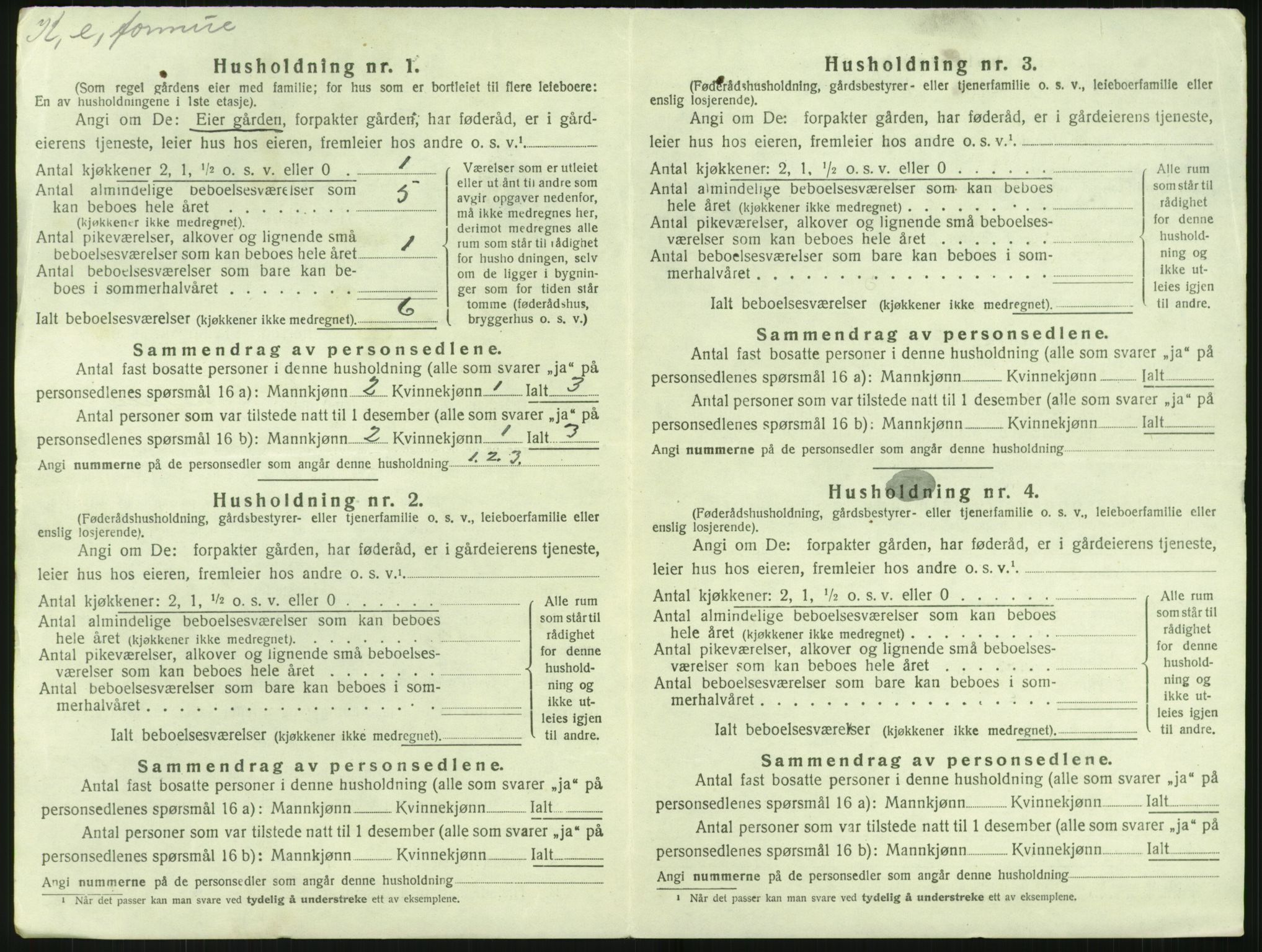 SAK, 1920 census for Holt, 1920, p. 1033