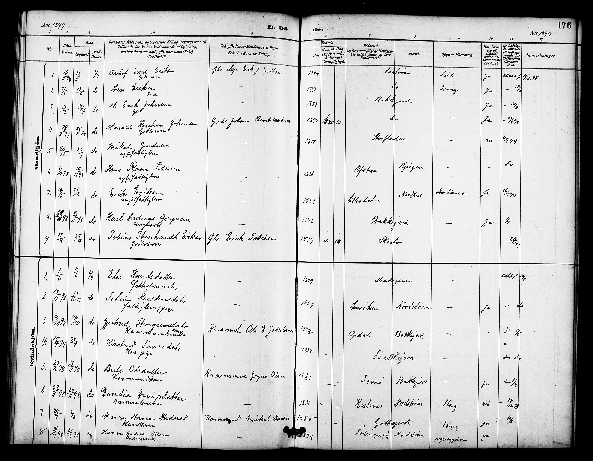 Tranøy sokneprestkontor, SATØ/S-1313/I/Ia/Iab/L0022klokker: Parish register (copy) no. 22, 1887-1912, p. 176