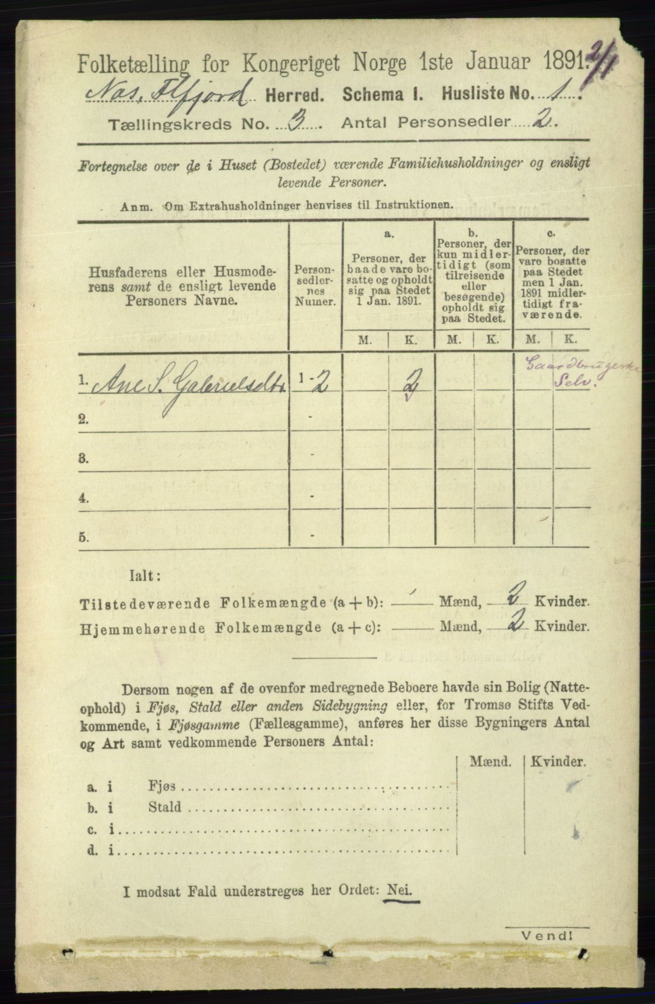 RA, 1891 census for 1043 Hidra og Nes, 1891, p. 834