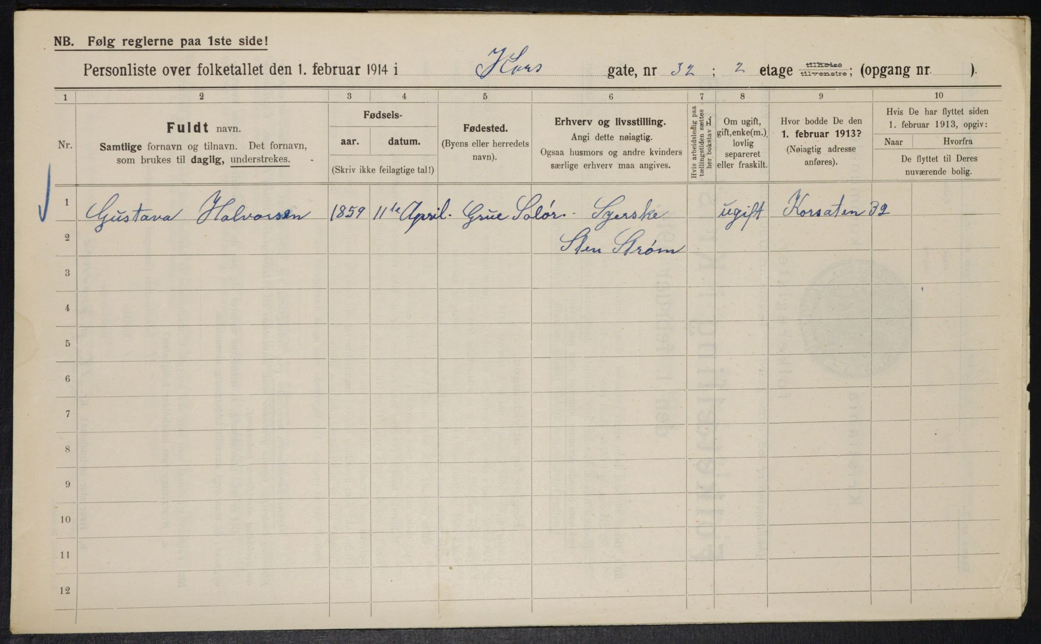 OBA, Municipal Census 1914 for Kristiania, 1914, p. 53816