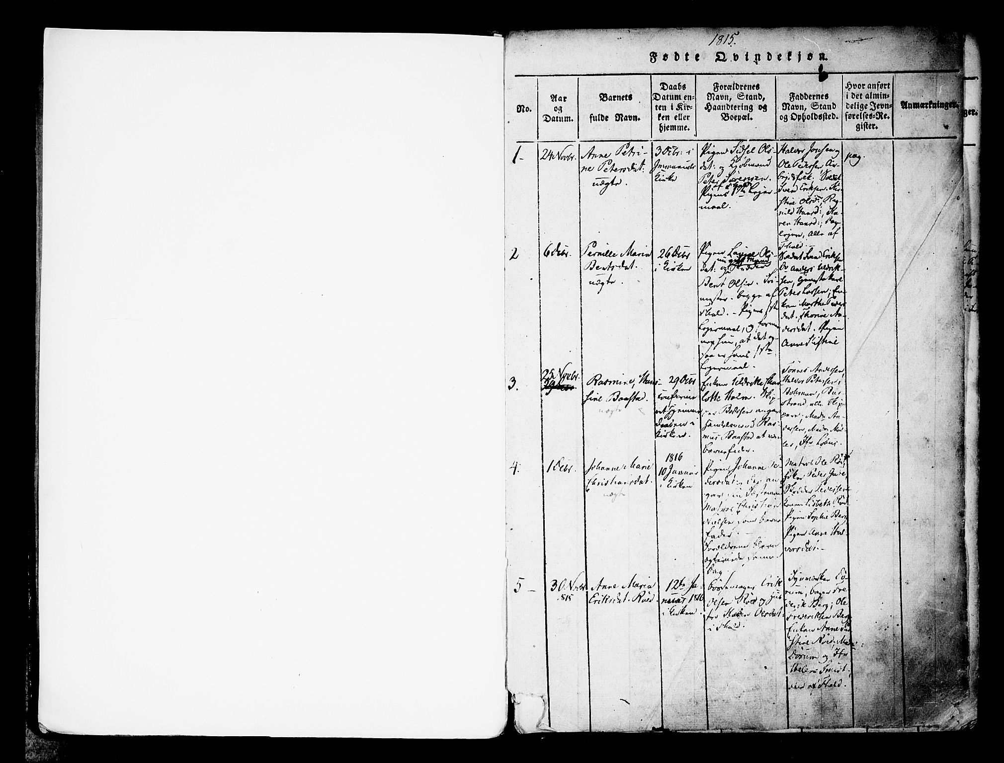 Halden prestekontor Kirkebøker, AV/SAO-A-10909/F/Fa/L0003: Parish register (official) no. I 3, 1815-1834, p. 0-1