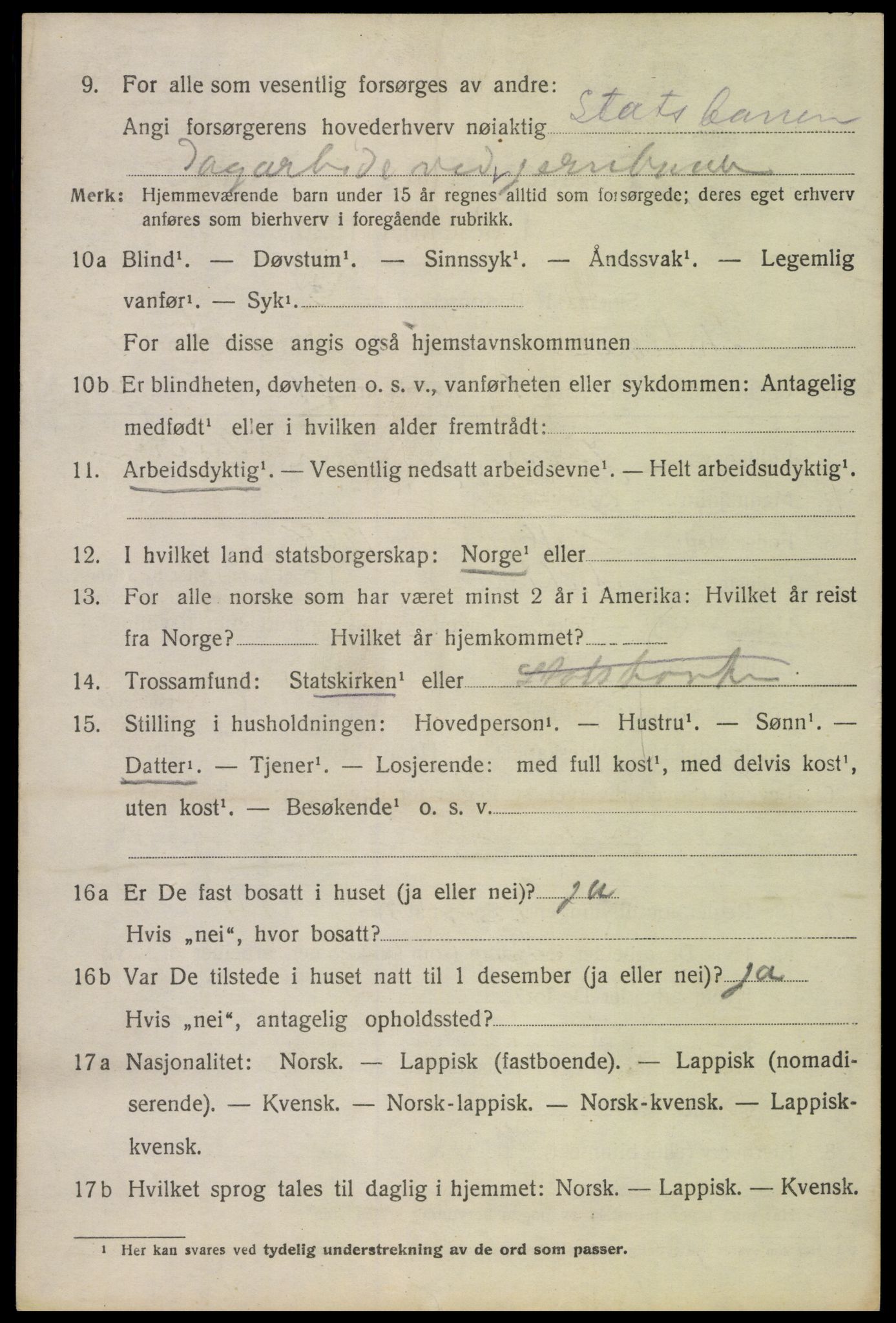 SAT, 1920 census for Ankenes, 1920, p. 3704