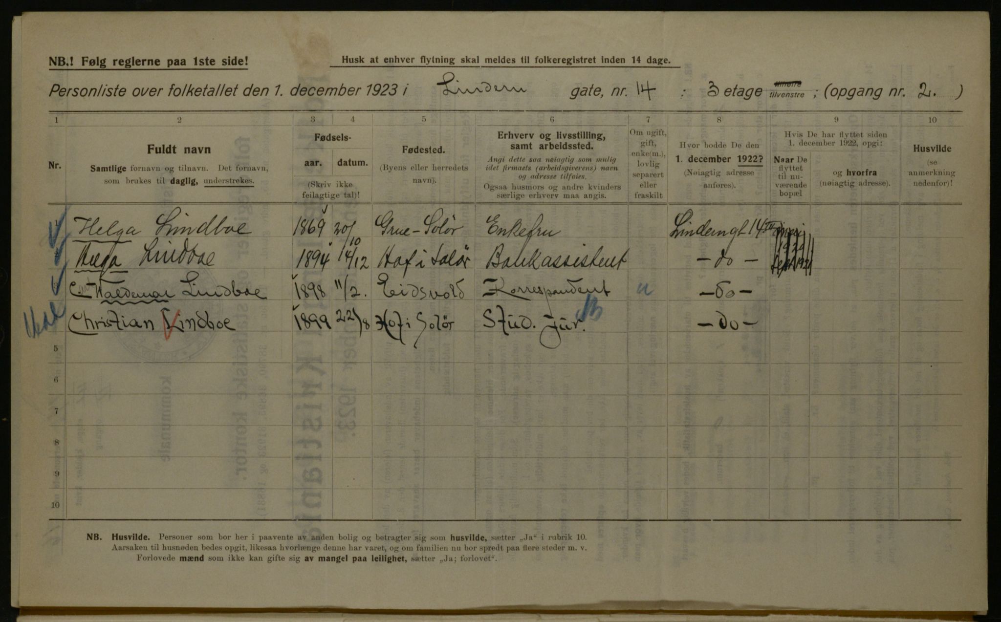 OBA, Municipal Census 1923 for Kristiania, 1923, p. 64188