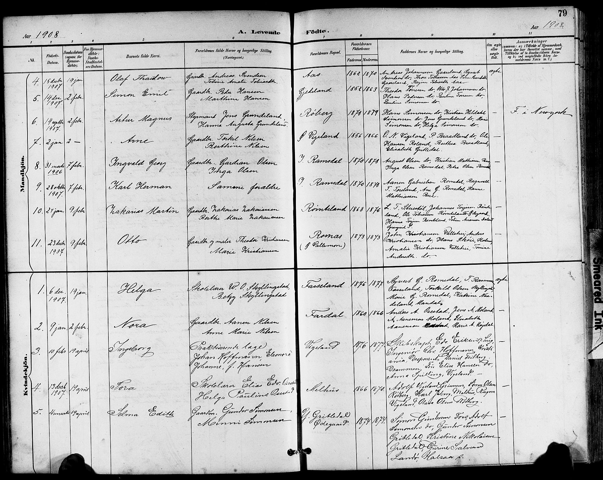 Sør-Audnedal sokneprestkontor, AV/SAK-1111-0039/F/Fb/Fbb/L0006: Parish register (copy) no. B 6, 1893-1915, p. 79