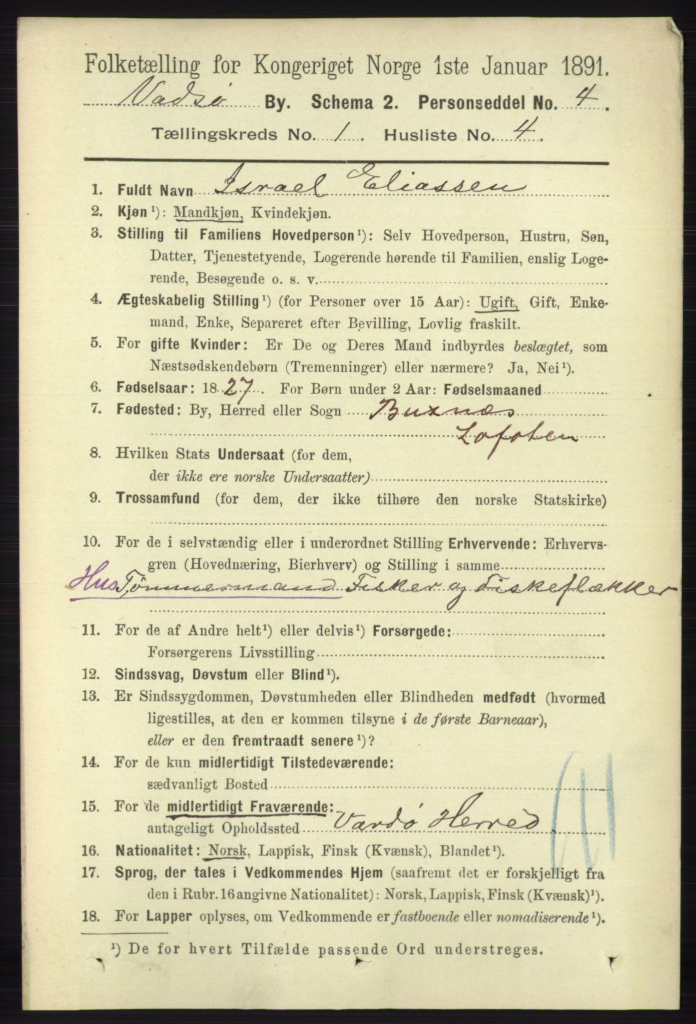 RA, 1891 census for 2003 Vadsø, 1891, p. 177