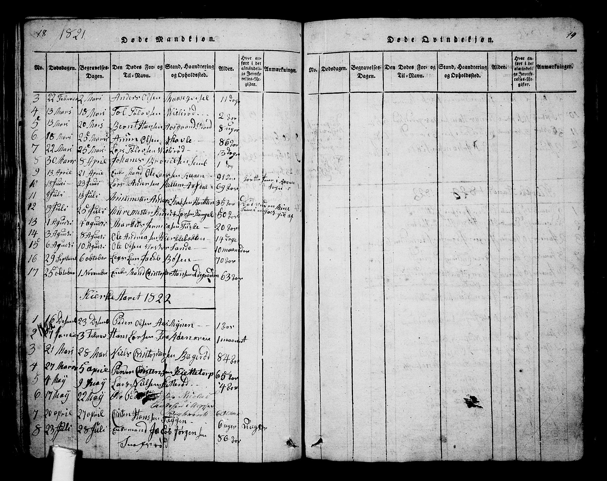 Borre kirkebøker, SAKO/A-338/G/Ga/L0001: Parish register (copy) no. I 1, 1815-1851, p. 18-19