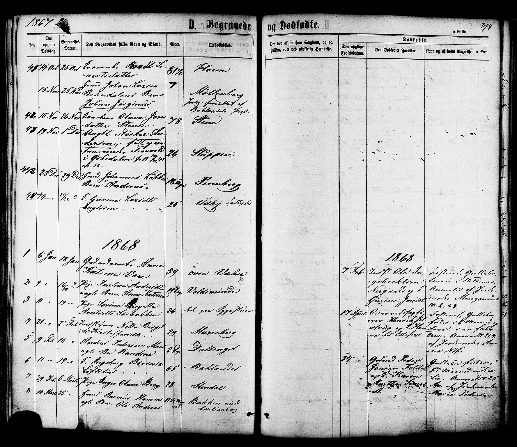 Ministerialprotokoller, klokkerbøker og fødselsregistre - Sør-Trøndelag, SAT/A-1456/606/L0293: Parish register (official) no. 606A08, 1866-1877, p. 394