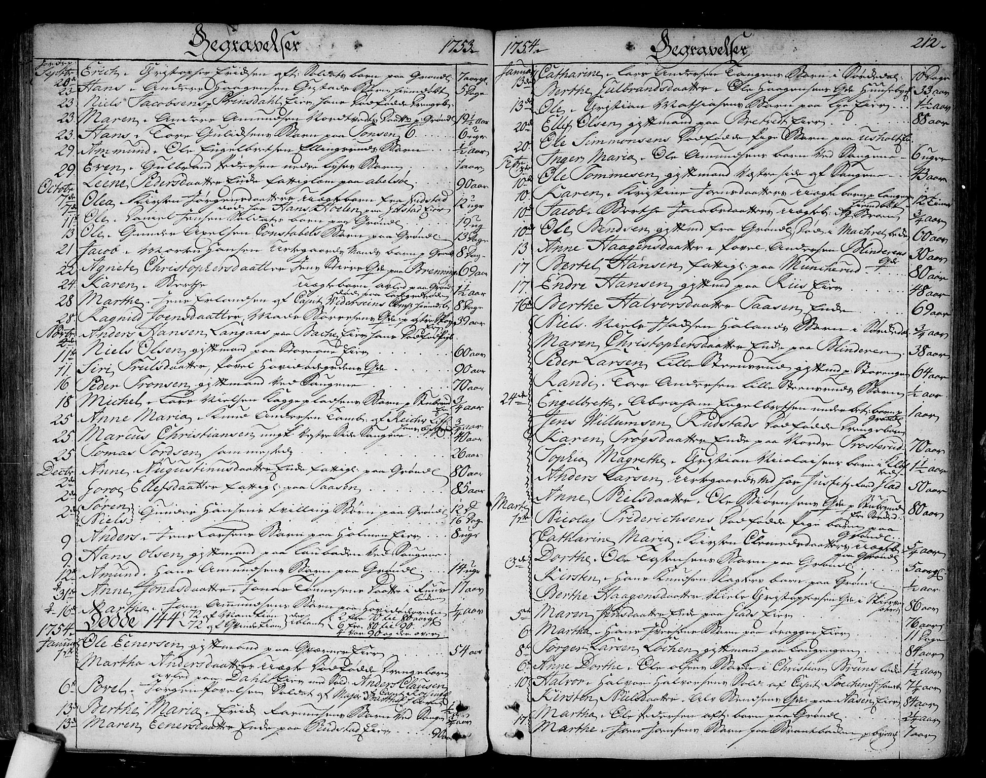 Aker prestekontor kirkebøker, SAO/A-10861/F/L0008: Parish register (official) no. 8, 1749-1765, p. 212