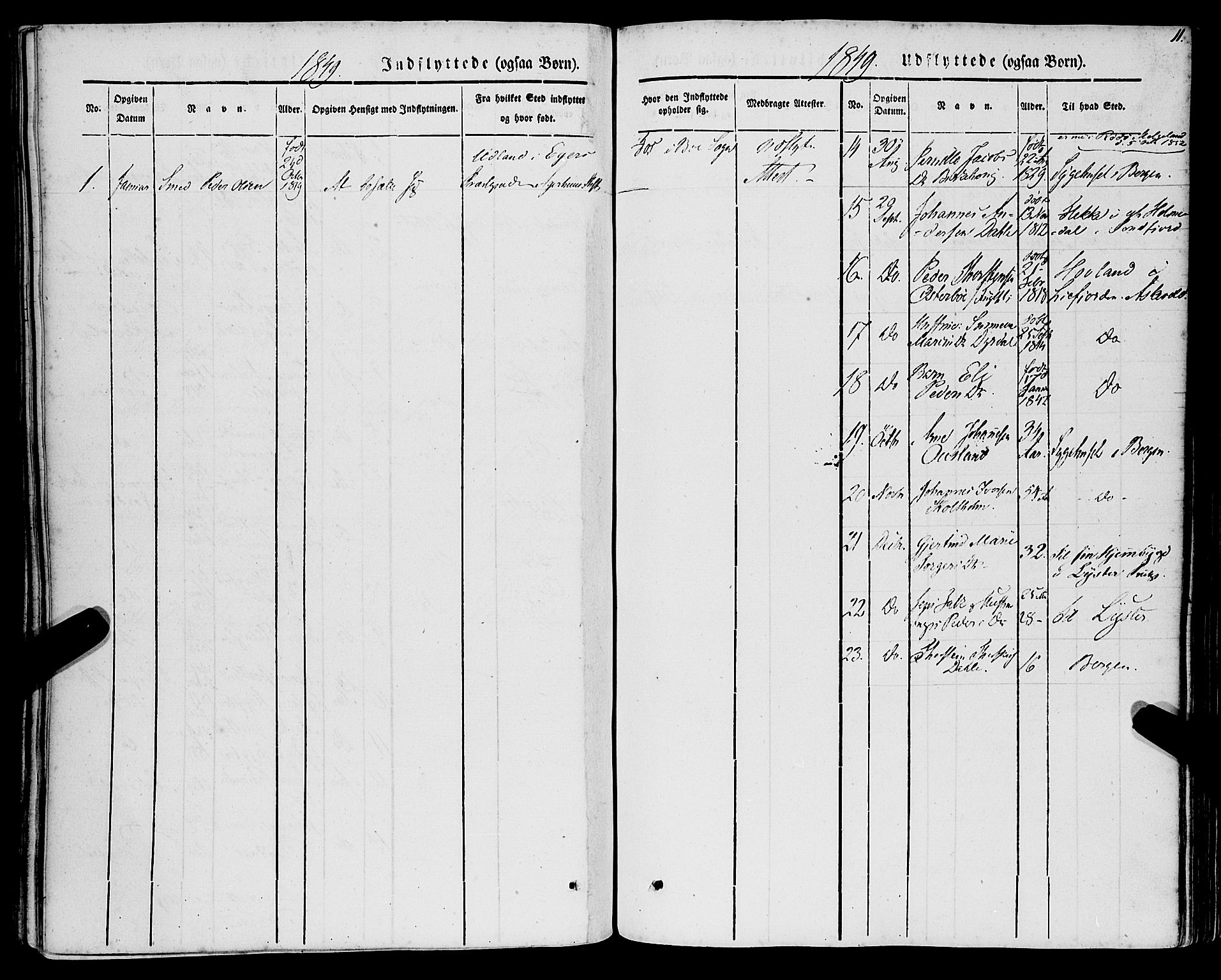 Lavik sokneprestembete, AV/SAB-A-80901: Parish register (official) no. A 3, 1843-1863, p. 11