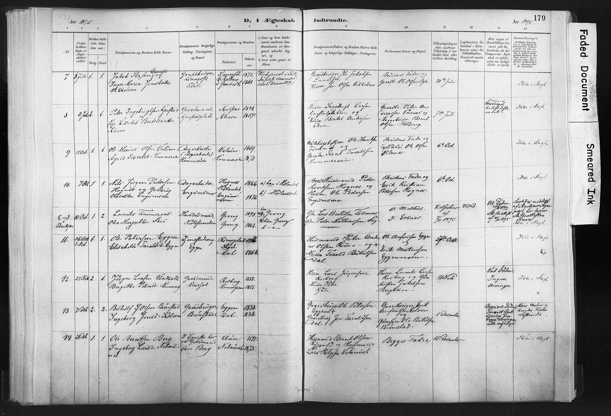 Ministerialprotokoller, klokkerbøker og fødselsregistre - Nord-Trøndelag, SAT/A-1458/749/L0474: Parish register (official) no. 749A08, 1887-1903, p. 179