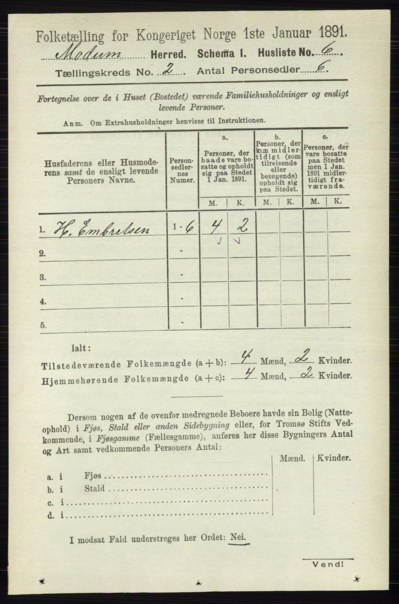 RA, 1891 census for 0623 Modum, 1891, p. 438