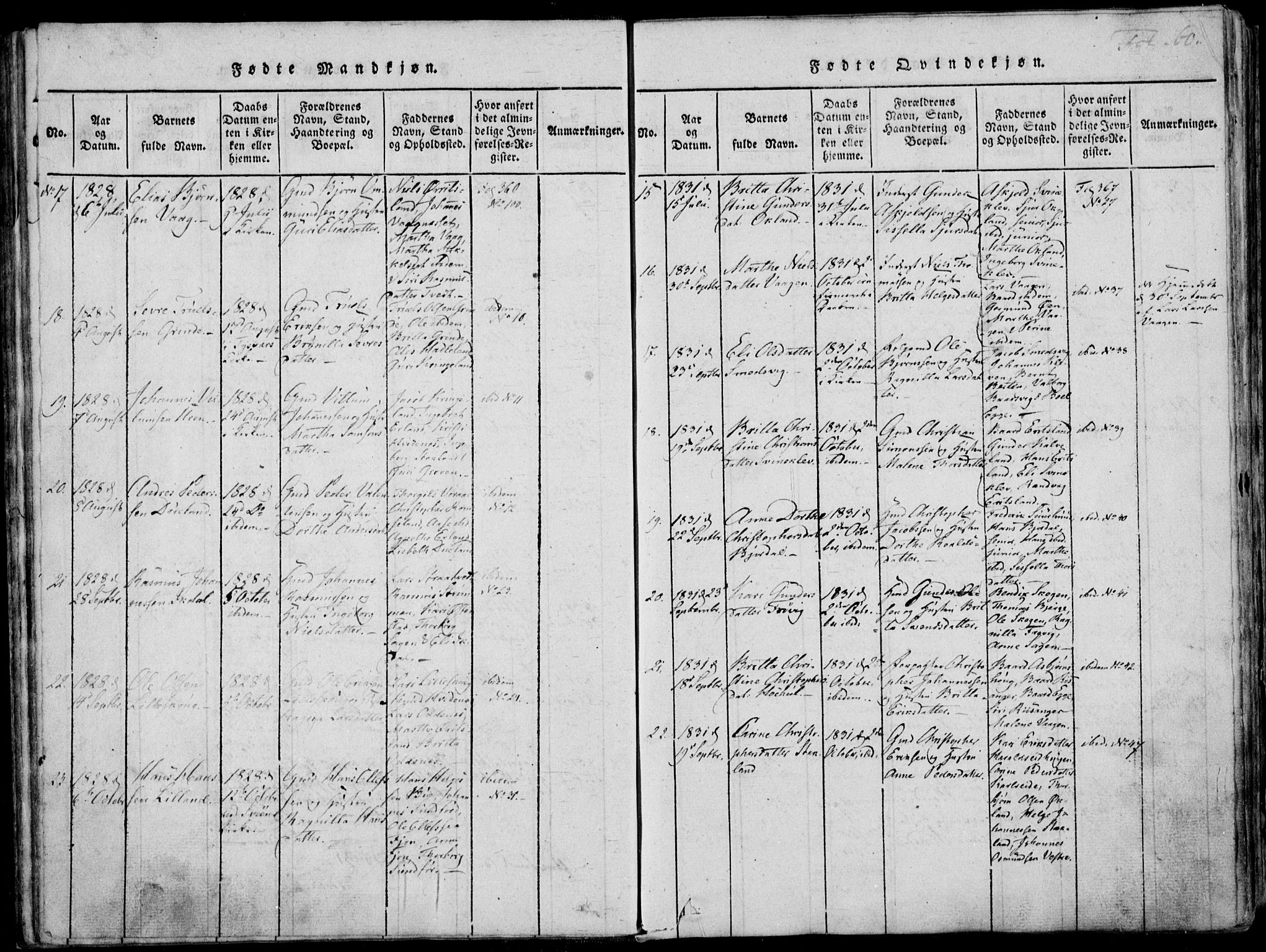 SAST, Skjold sokneprestkontor, SAST/A-101847/H/Ha/Haa/L0003Parish register (official) no. A 3, 1815-1835, p. 60