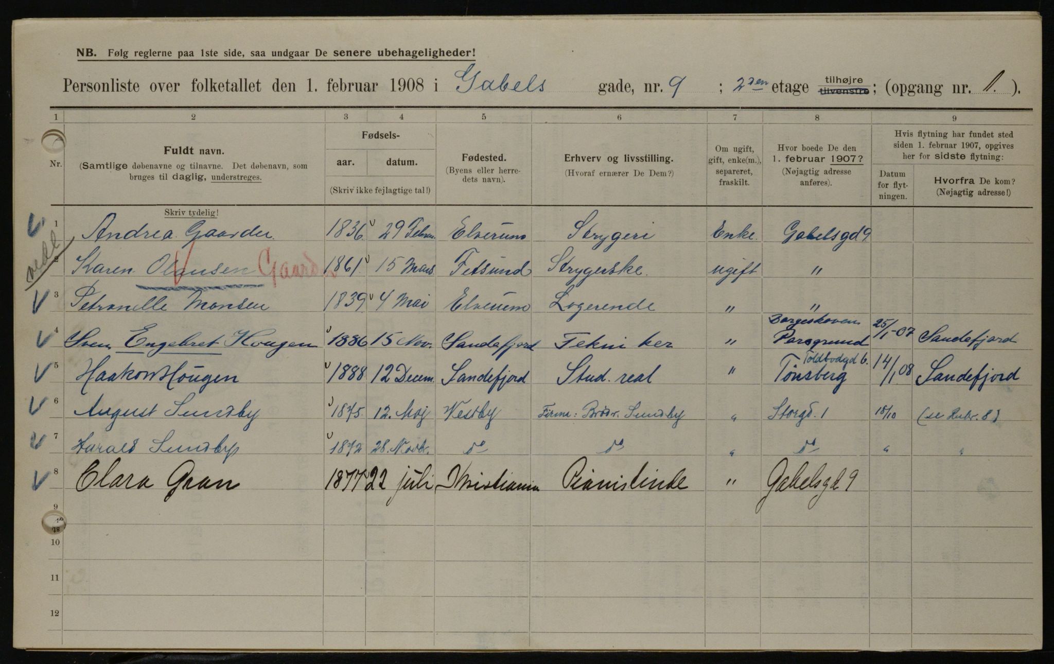 OBA, Municipal Census 1908 for Kristiania, 1908, p. 25814