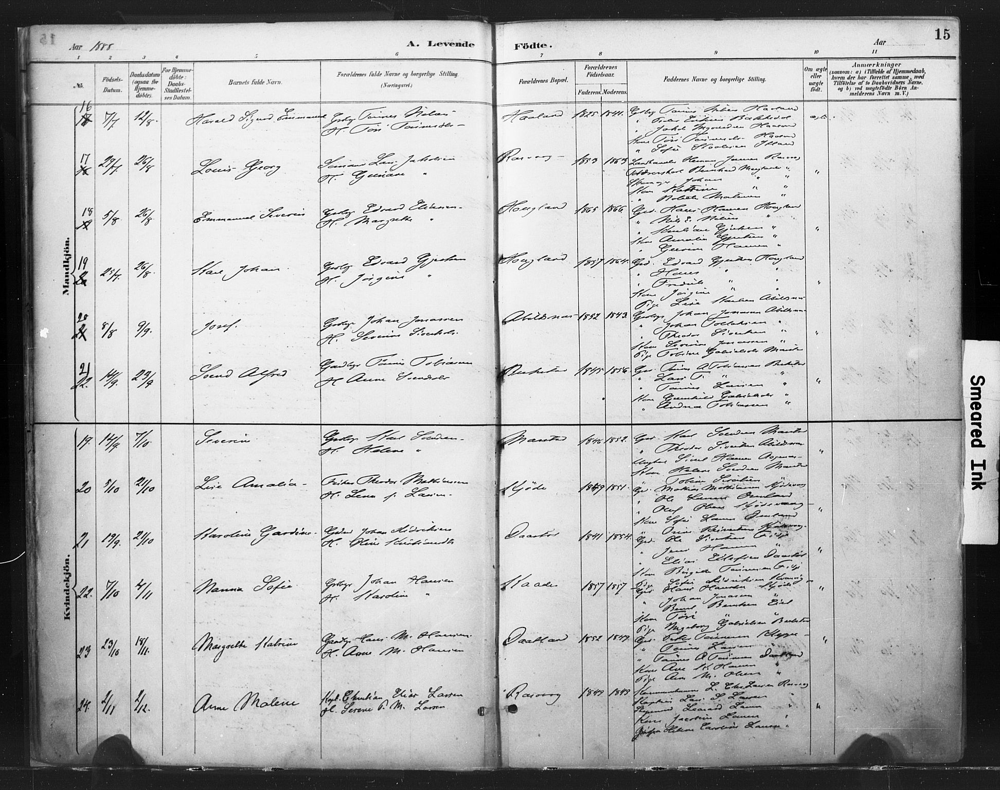 Flekkefjord sokneprestkontor, AV/SAK-1111-0012/F/Fa/Fab/L0006: Parish register (official) no. A 6, 1886-1901, p. 15