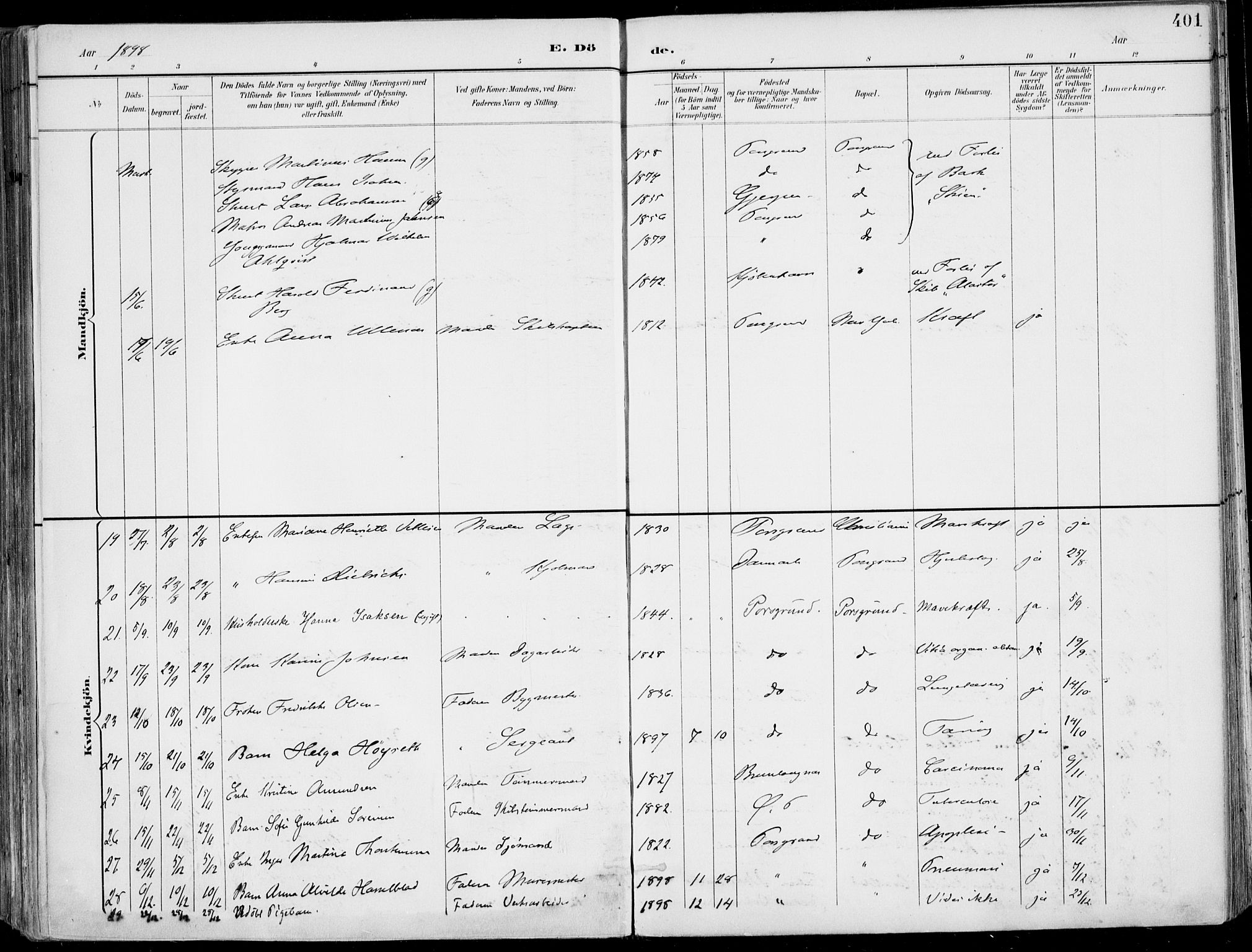 Porsgrunn kirkebøker , SAKO/A-104/F/Fa/L0011: Parish register (official) no. 11, 1895-1919, p. 401