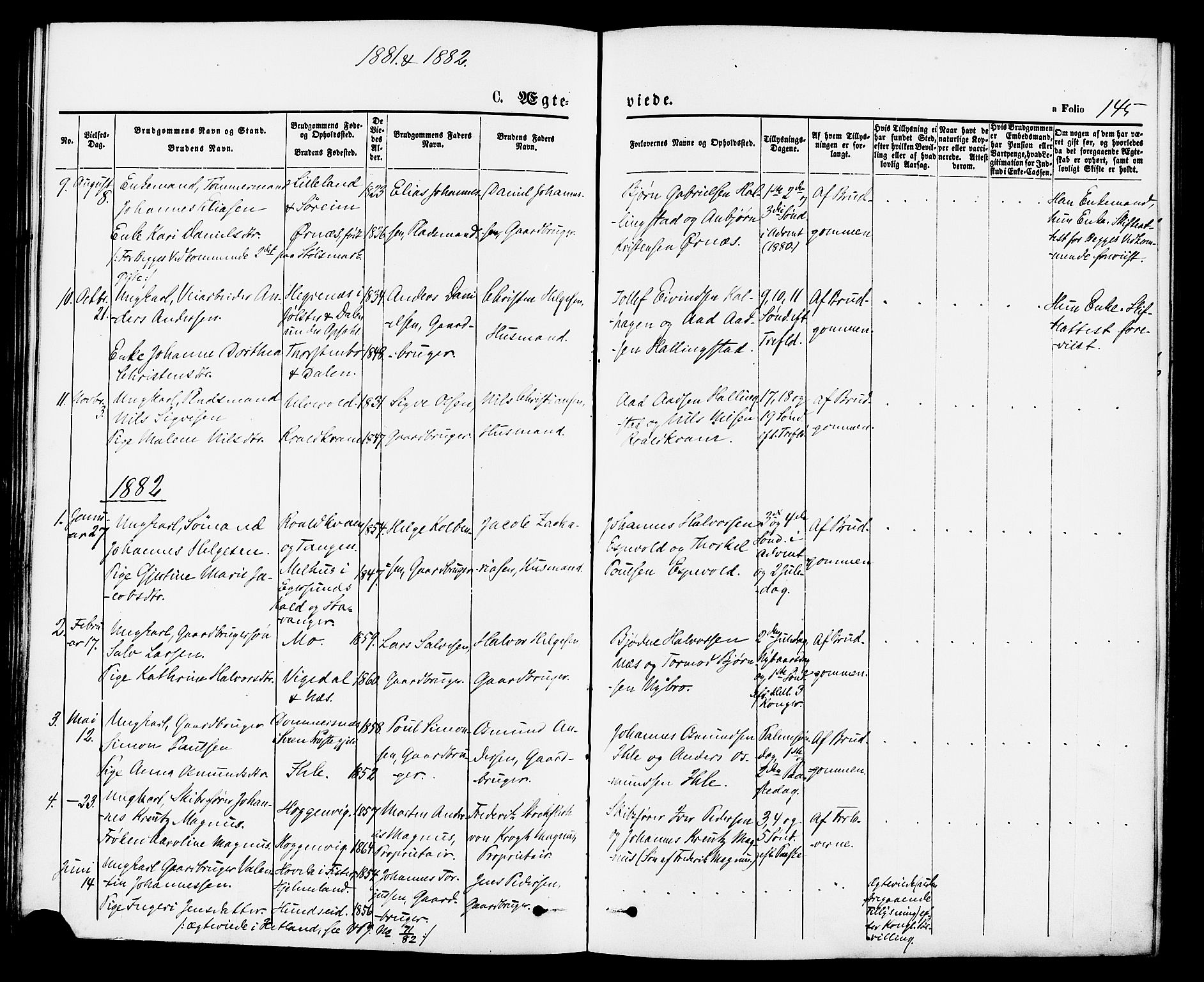 Vikedal sokneprestkontor, SAST/A-101840/01/IV: Parish register (official) no. A 7, 1868-1883, p. 145