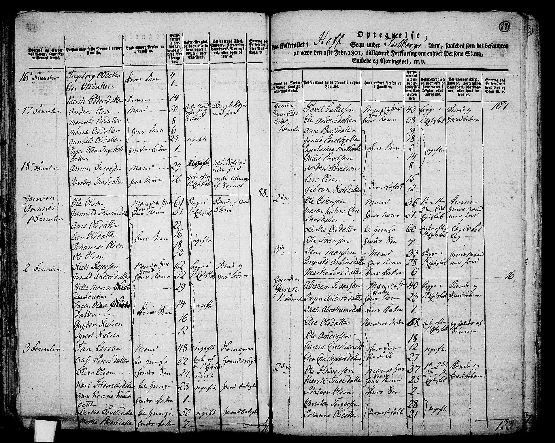 RA, 1801 census for 0714P Hof, 1801, p. 86b-87a