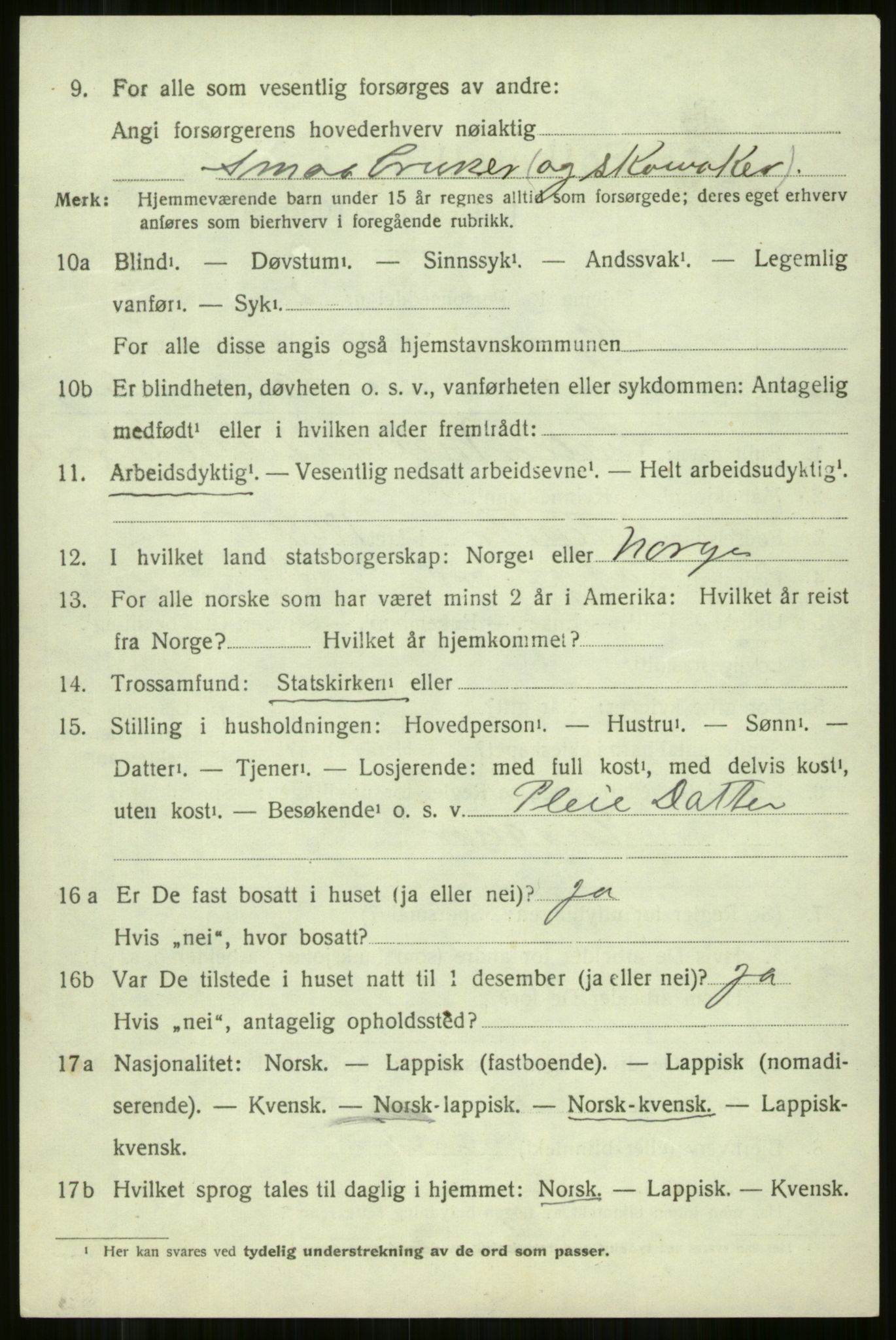 SATØ, 1920 census for Skjervøy, 1920, p. 6284