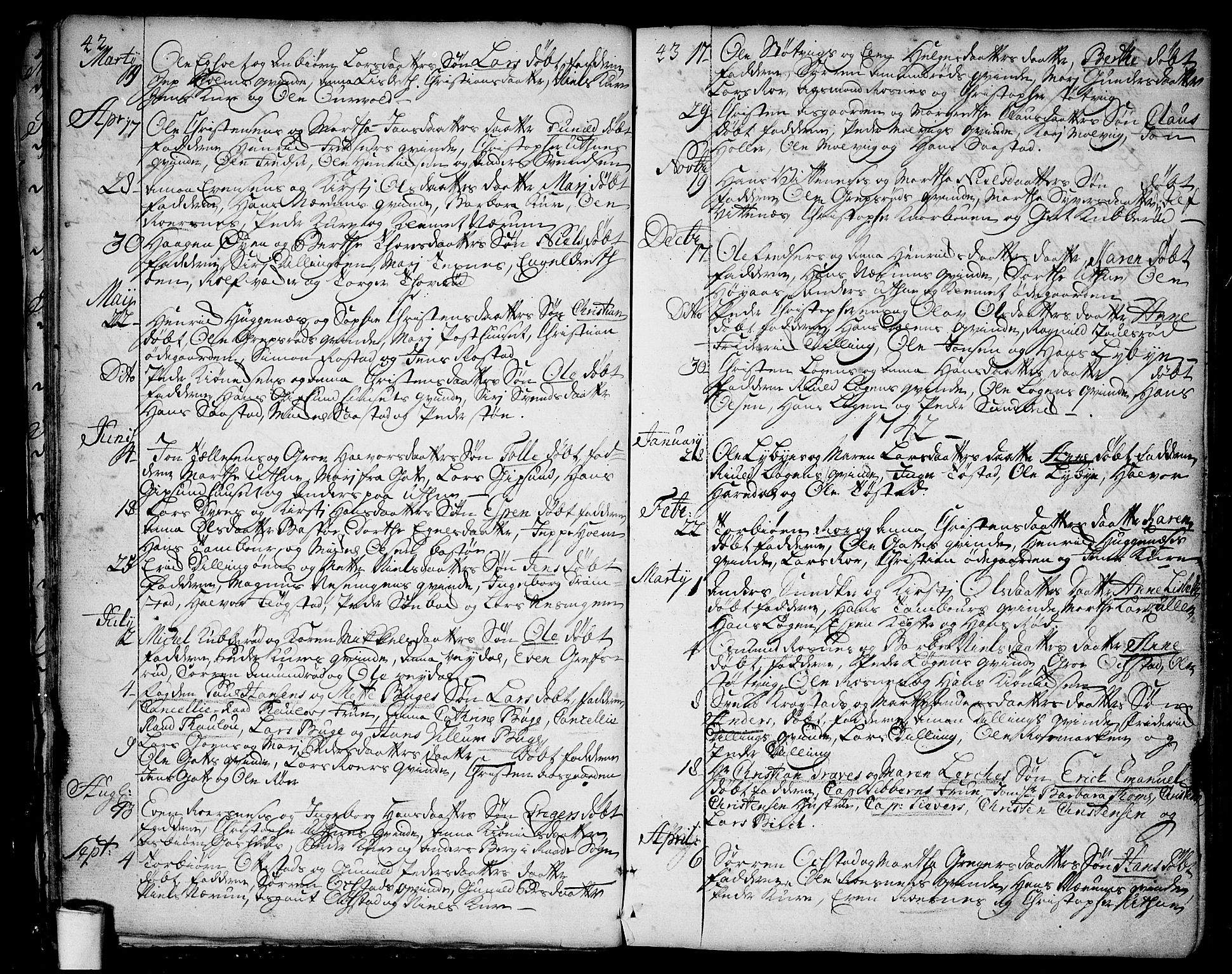 Rygge prestekontor Kirkebøker, AV/SAO-A-10084b/F/Fa/L0001: Parish register (official) no. 1, 1725-1771, p. 42-43