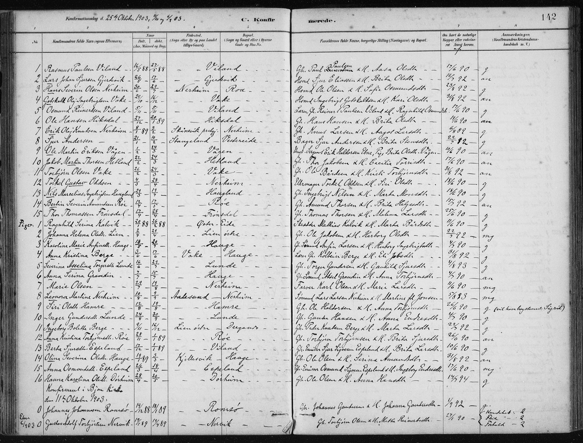 Fjelberg sokneprestembete, AV/SAB-A-75201/H/Haa: Parish register (official) no. D 1, 1879-1918, p. 142