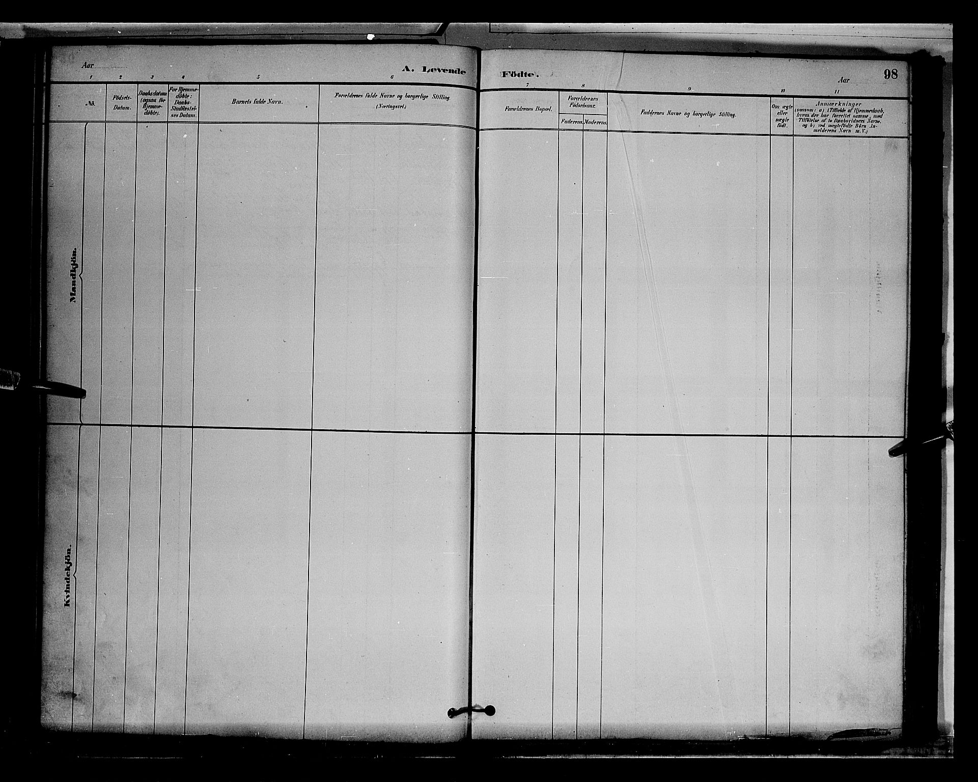 Stange prestekontor, SAH/PREST-002/L/L0009: Parish register (copy) no. 9, 1883-1899, p. 98