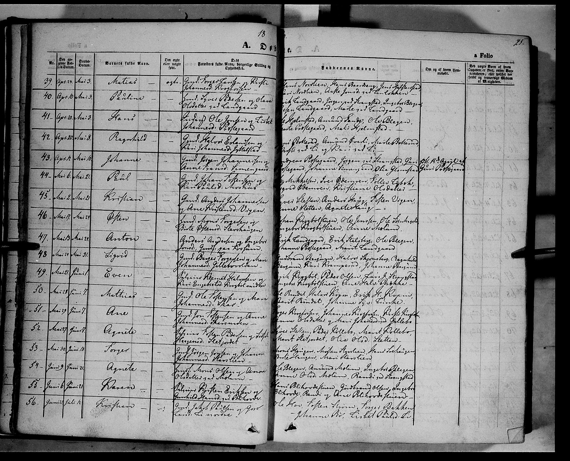 Øyer prestekontor, AV/SAH-PREST-084/H/Ha/Haa/L0005: Parish register (official) no. 5, 1842-1857, p. 25